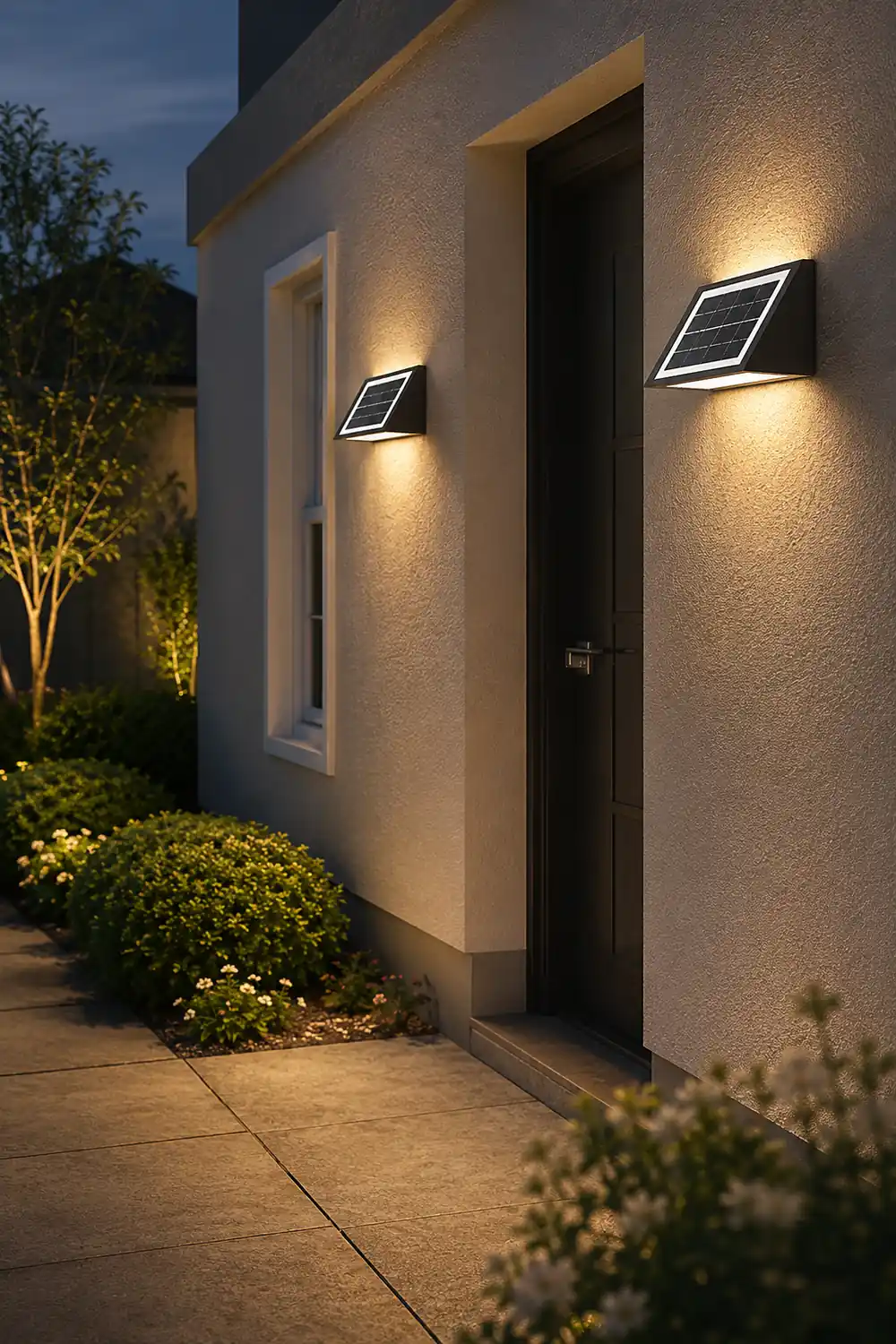 Waterproof Minimalist LED Up Donw Lighting Solar Outdoor Wall Lights - Lumpaz