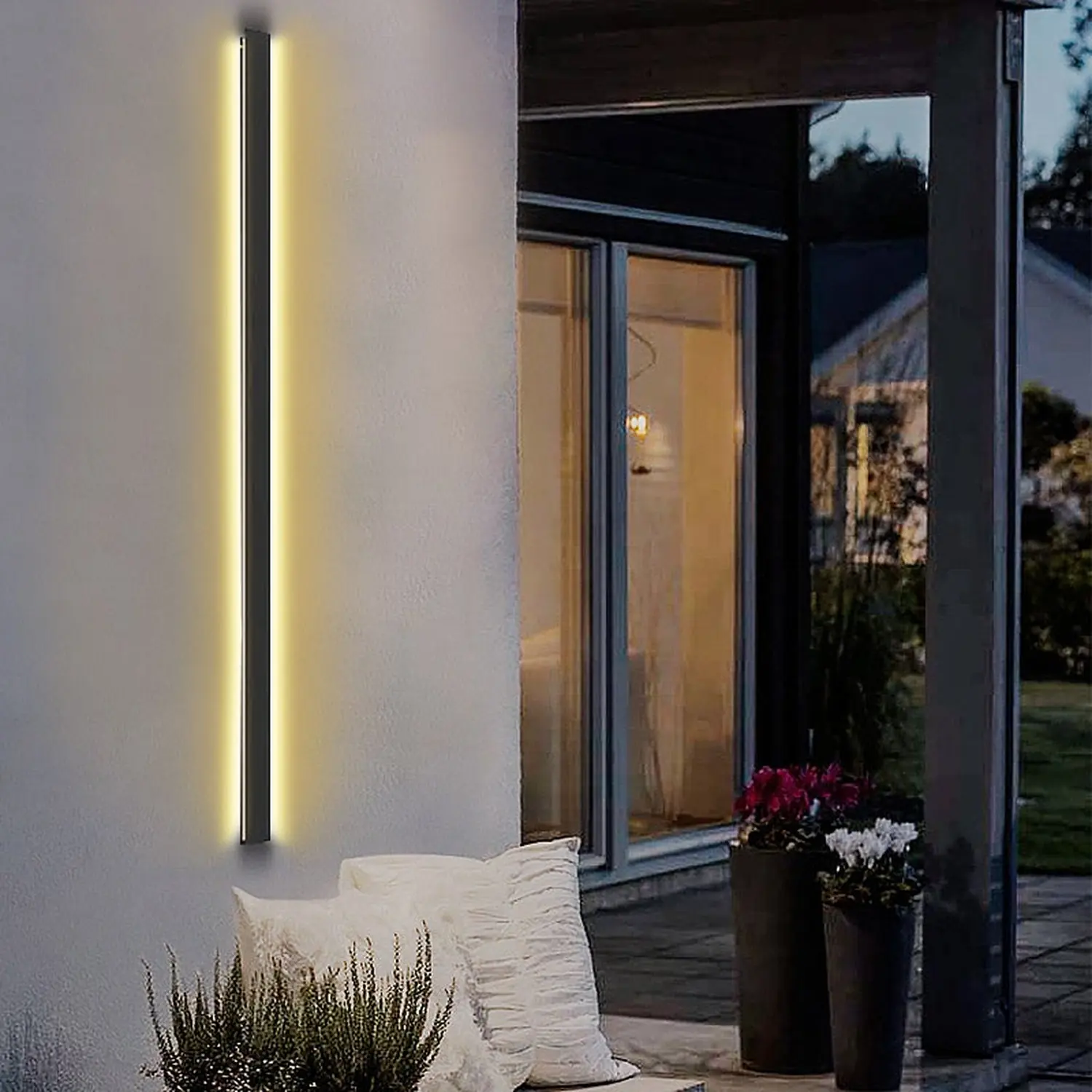 Long Strip LED Waterproof Black Minimalist Outdoor Wall Lights Exterior Lights - Lumpaz