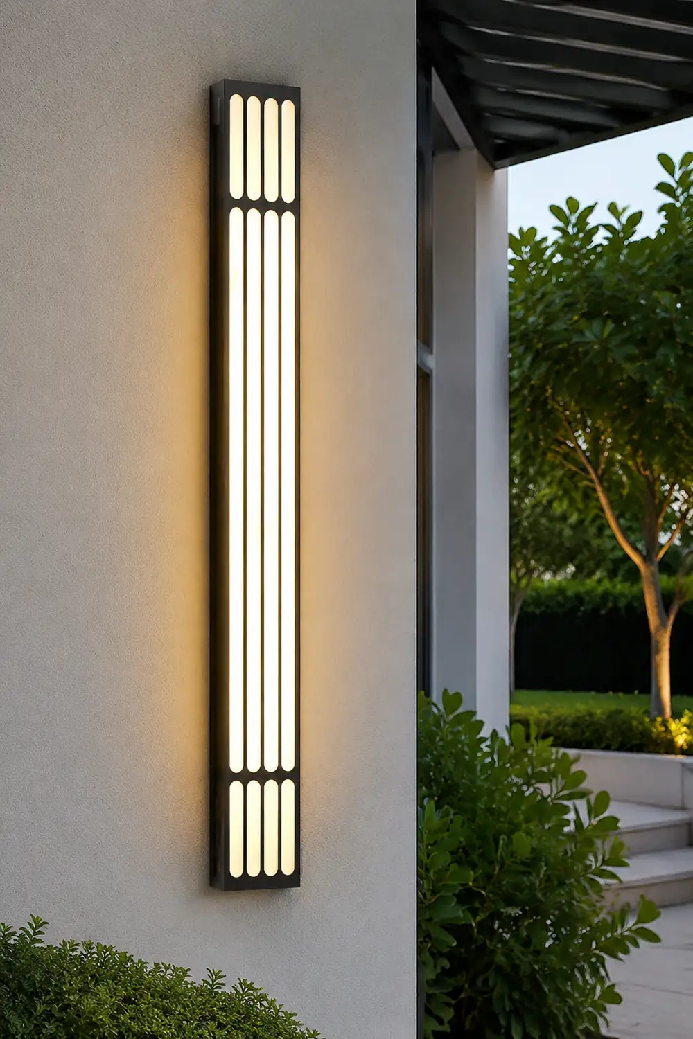 Long Strip Rectangular Waterproof LED Black Modern Outdoor Wall Lamp - Lumpaz