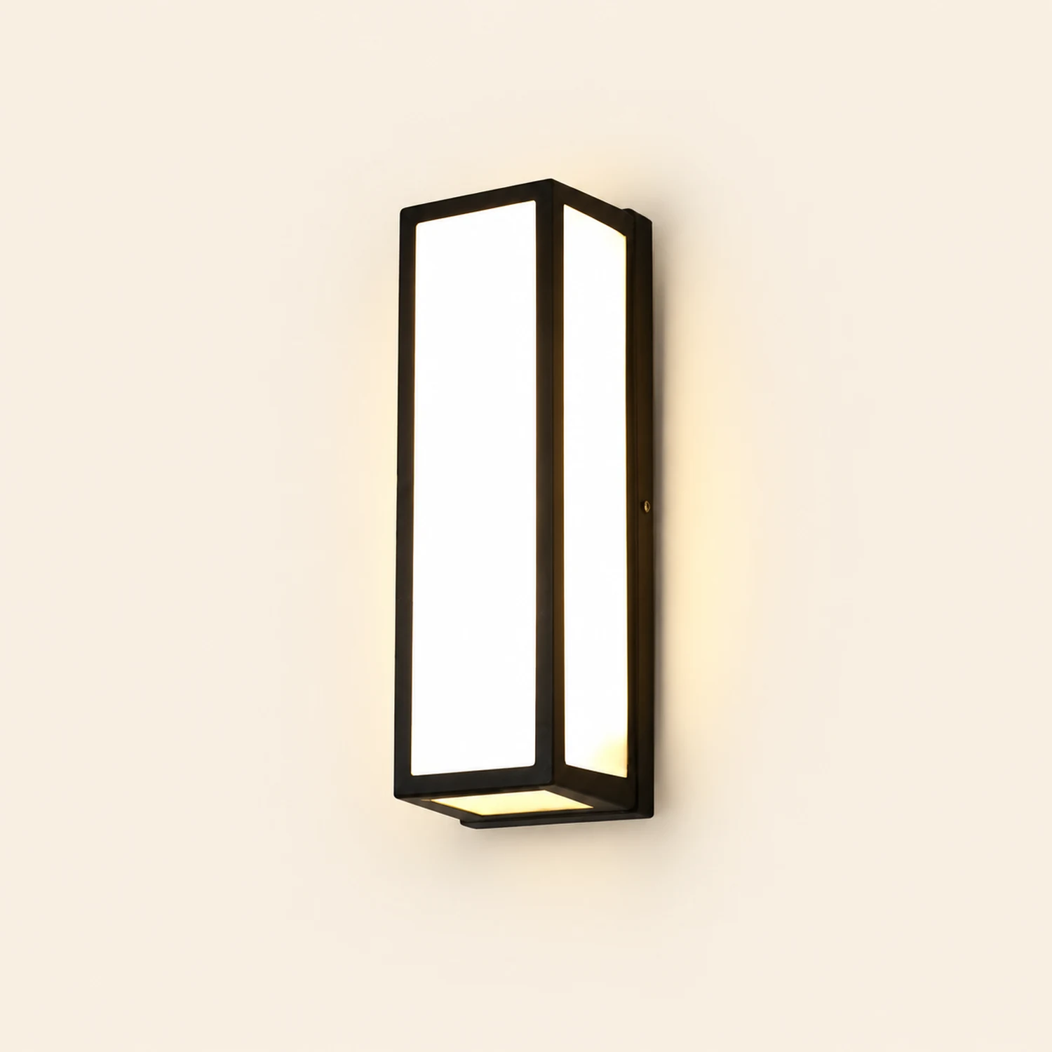 Rectangle LED Waterproof Motion Sensor Black Modern Wall Sconce Lighting - Lumpaz