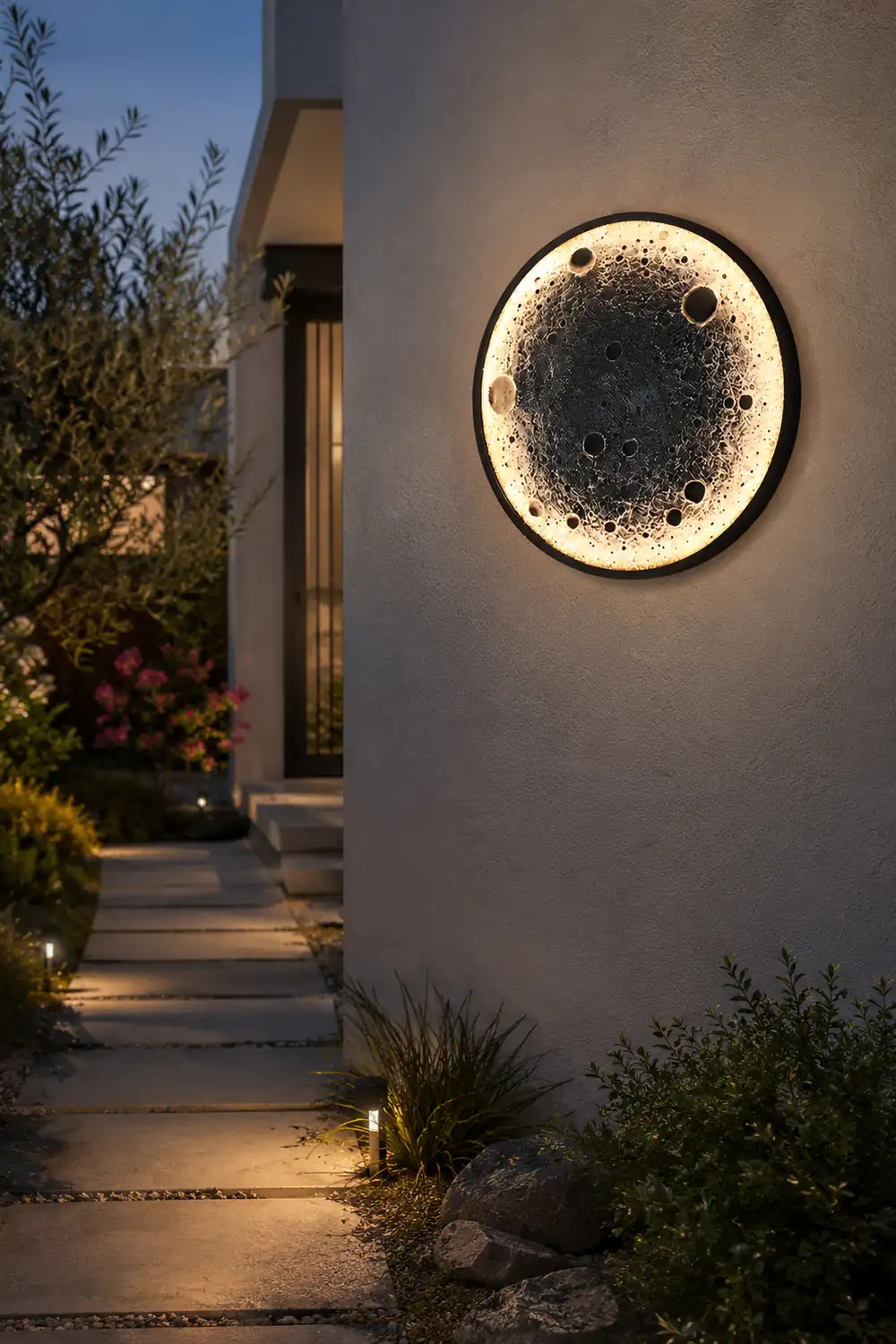 Round Moon Waterproof LED Modern Outdoor Wall Lights Fixture Wall Lamp - Lumpaz