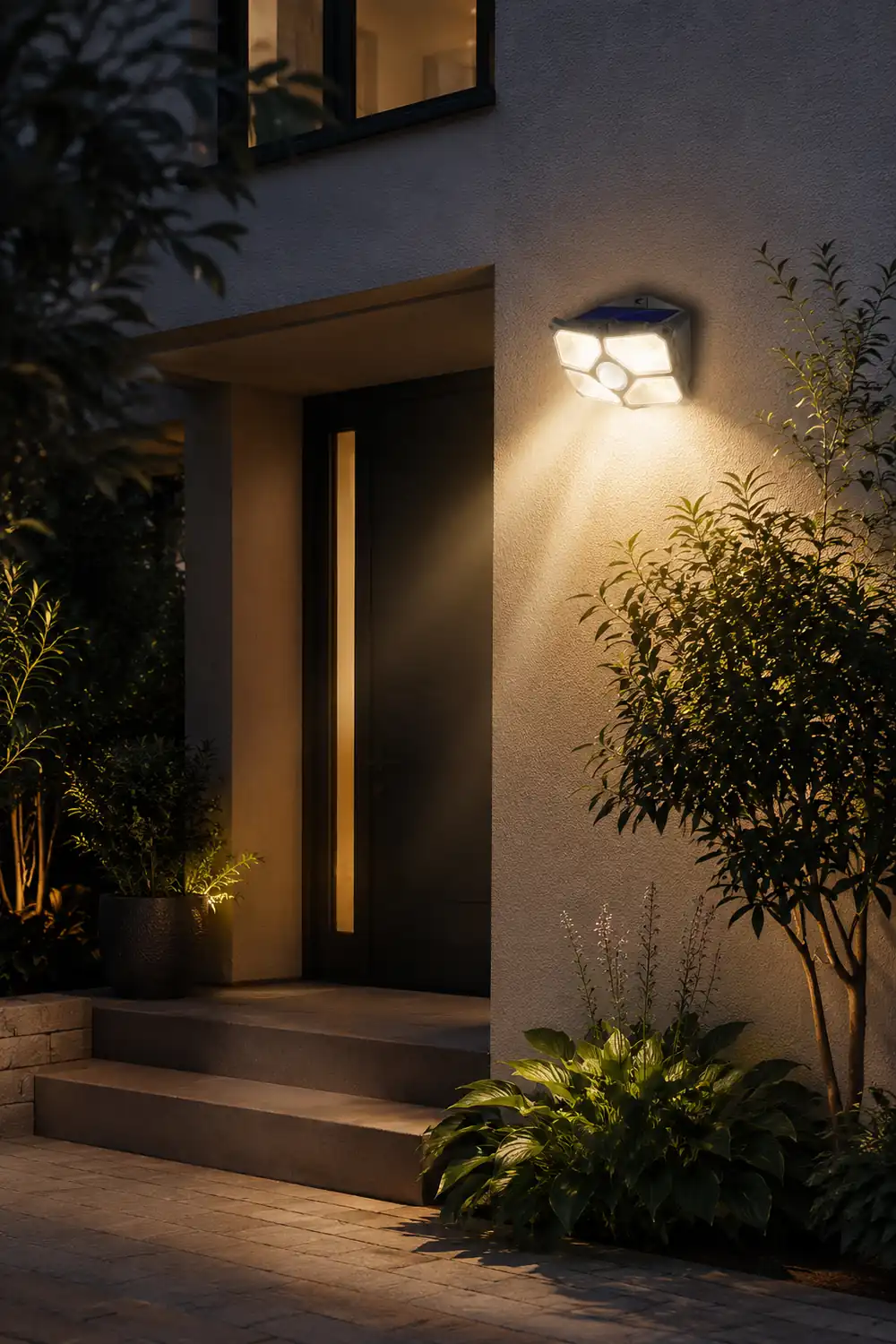 Solar Motion Sensor Outdoor Wall Lamp LED Garden Lights Wall Sconces Waterproof - Lumpaz
