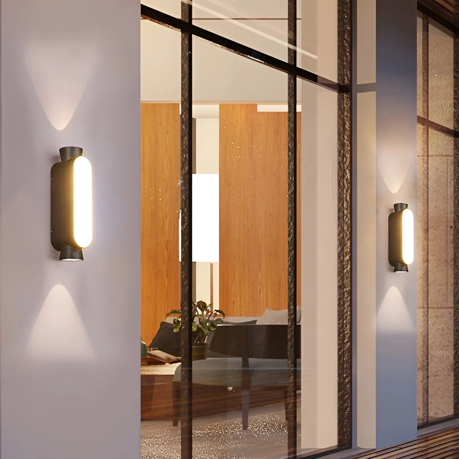 Waterproof LED Up and Down Lights Black Modern Outdoor Wall Sconce Lighting - Lumpaz