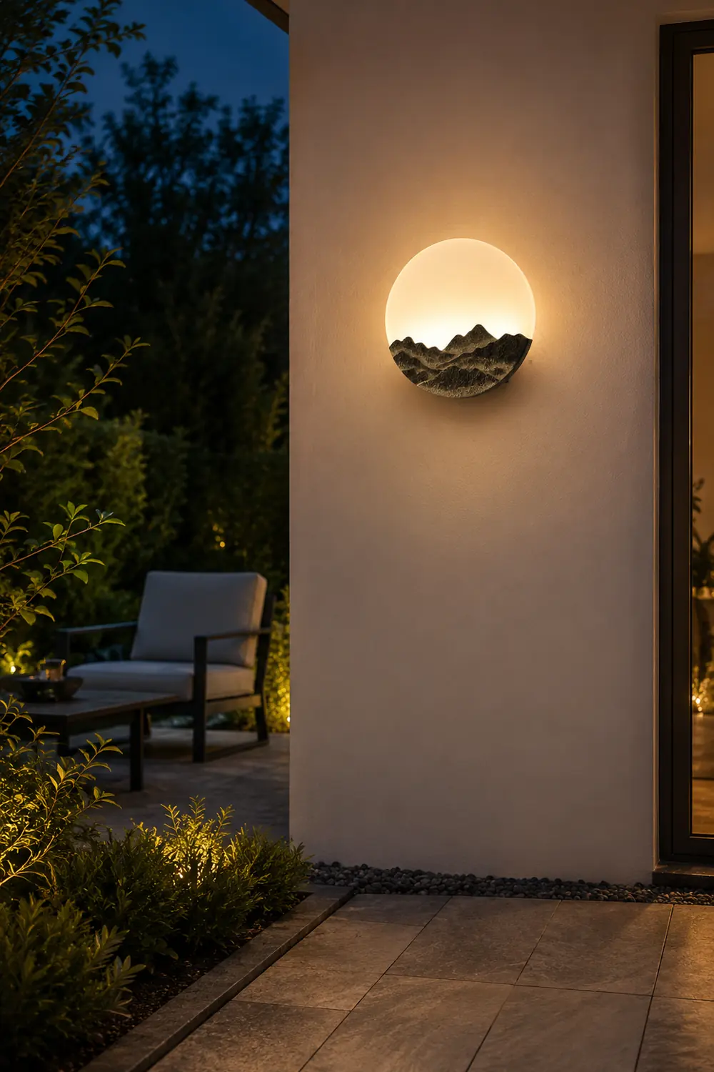 Round Creative Mountain Scenery LED Waterproof Modern Outdoor Wall Lamp - Lumpaz
