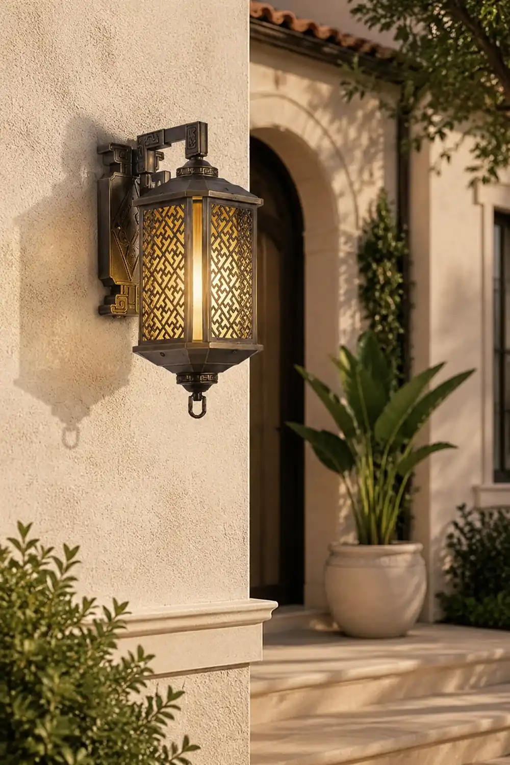 Classical Hollow Pattern Outdoor Waterproof Wall Lamp for Villa Courtyard Corridor - Lumpaz