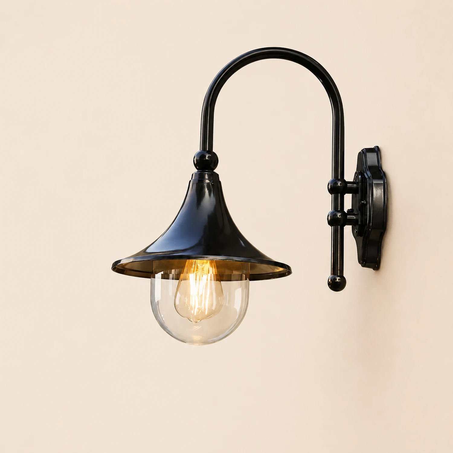 Creative Trumpet Shaped Waterproof LED Black Vintage Outdoor Wall Lamp - Lumpaz