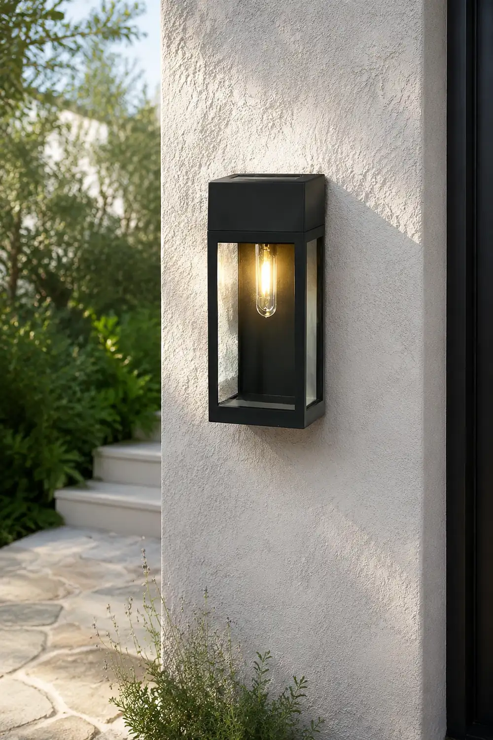 Rectangular Glass LED Waterproof Light-controlled Solar Wall Lamp - Lumpaz