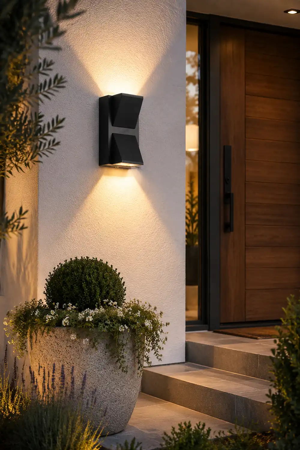 Waterproof LED Up And Down Lighting Black Modern Outdoor Wall Lights - Lumpaz