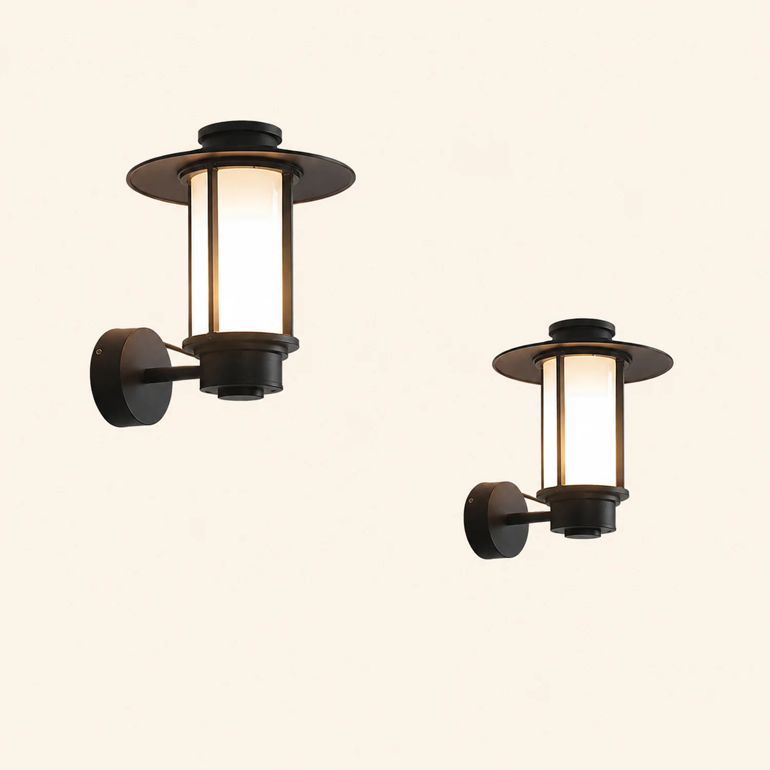 Top Hats Shape Aluminum LED Waterproof Black Retro Outdoor Wall Lights - Lumpaz