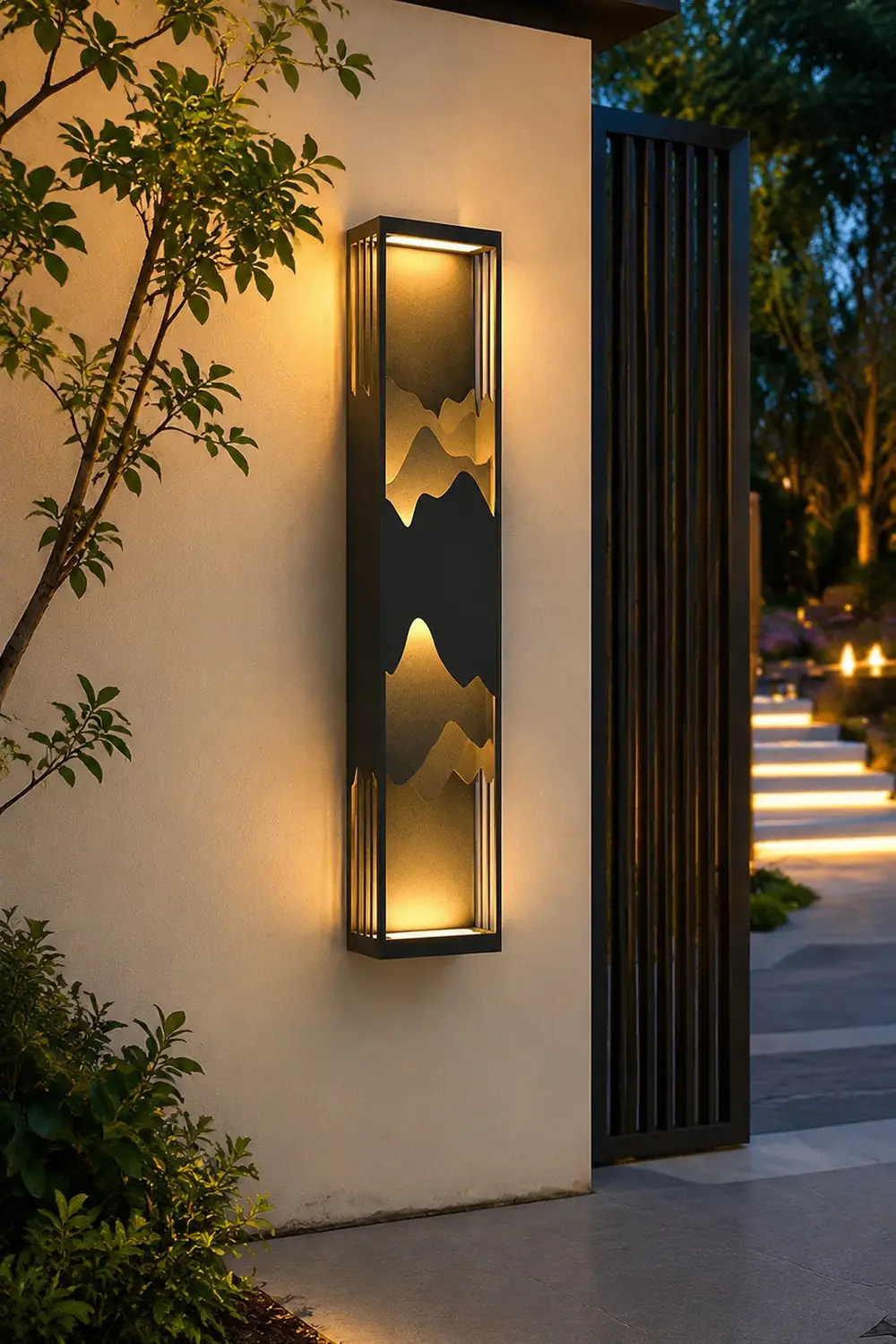 Mountain Scenery LED up Down Lighting Waterproof Solar Wall Lamp Porch Lights - Lumpaz