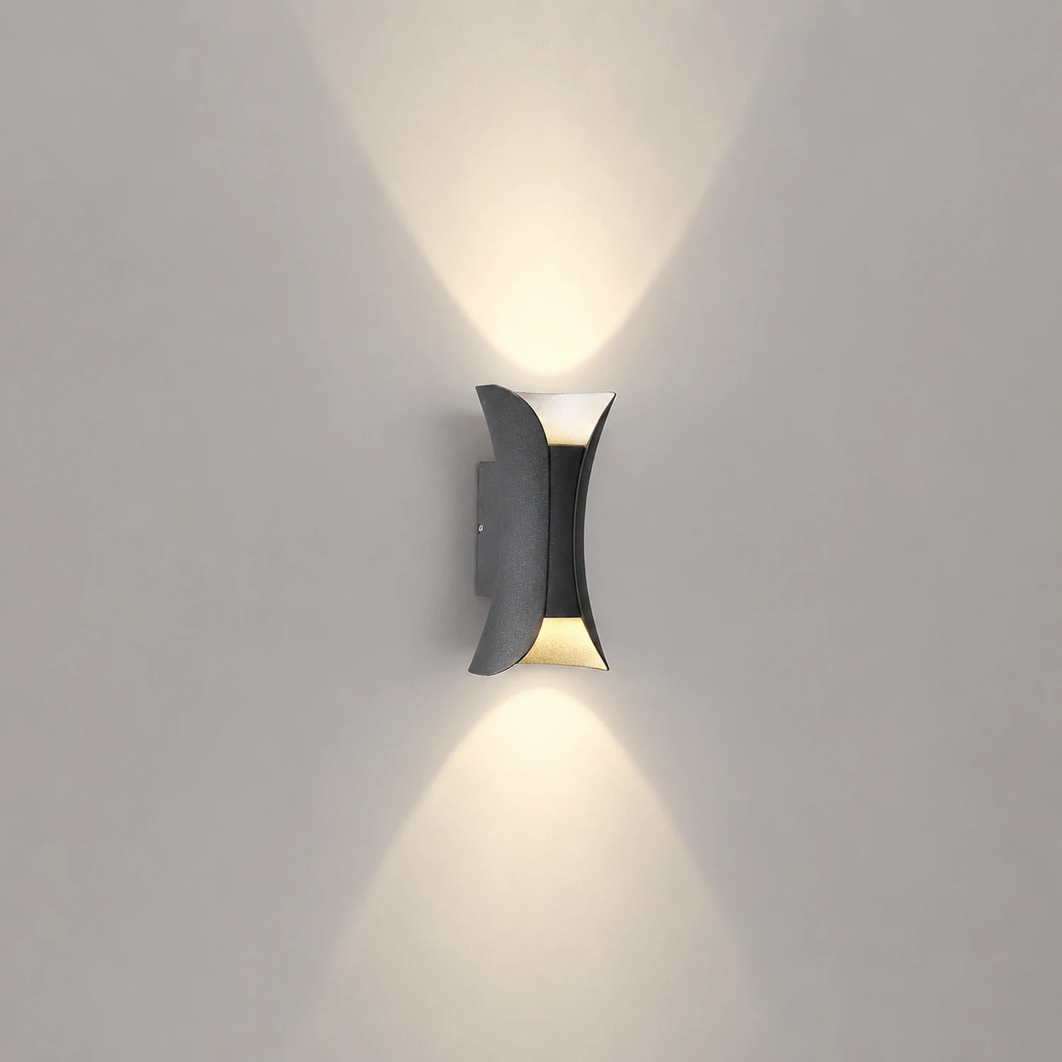 Curved LED Up and Down Lighting Waterproof Modern Outdoor Wall Lights - Lumpaz