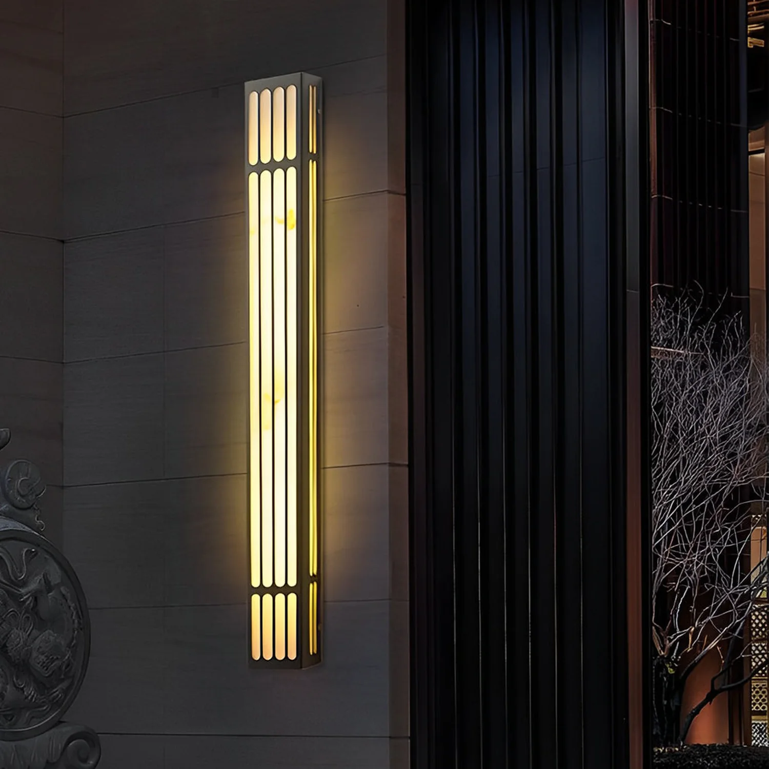 Long Strip Rectangular Waterproof LED Black Modern Outdoor Wall Lamp - Lumpaz