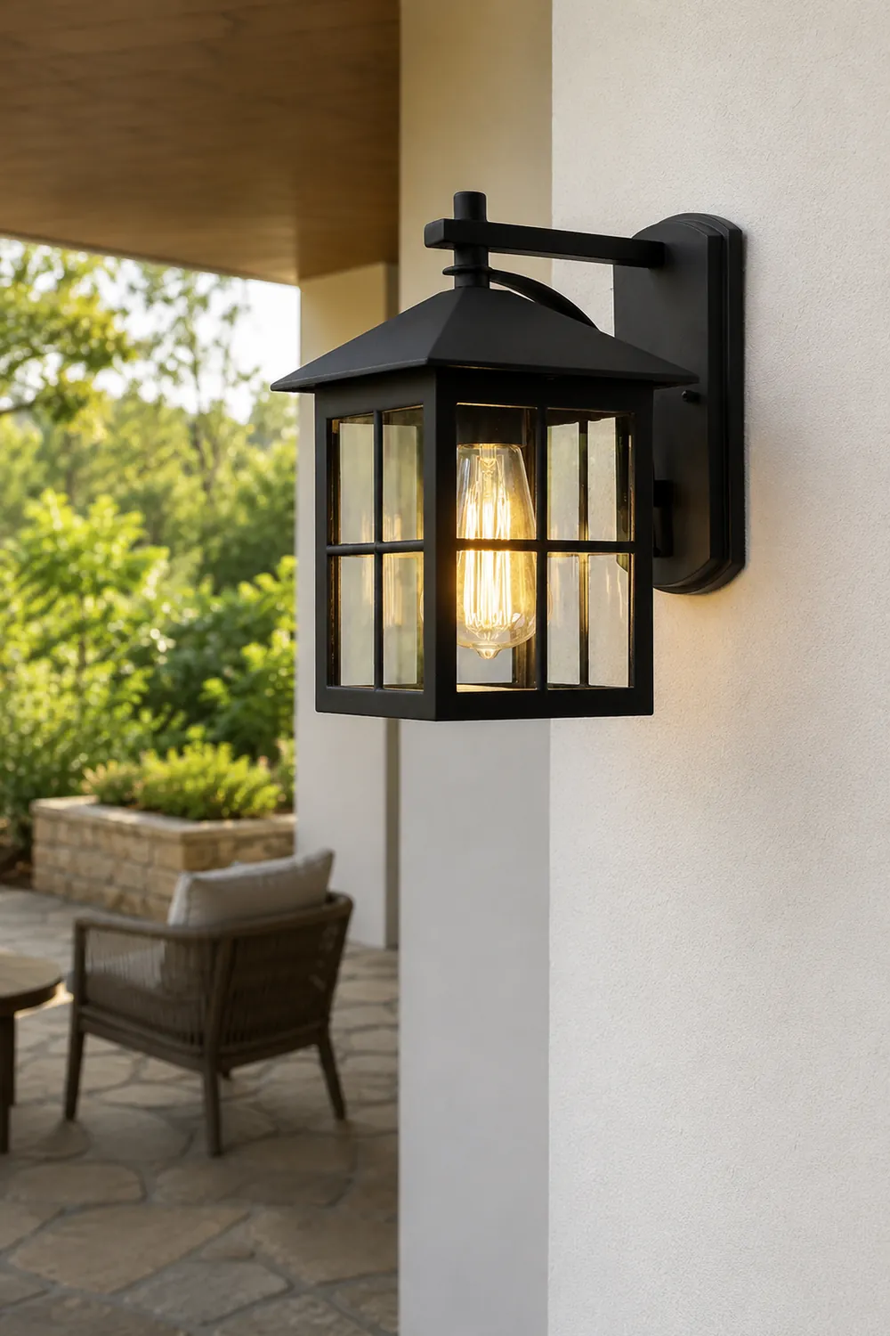 Minimalist Square Glass Lampshade Waterproof Modern Outdoor Lanterns - Lumpaz