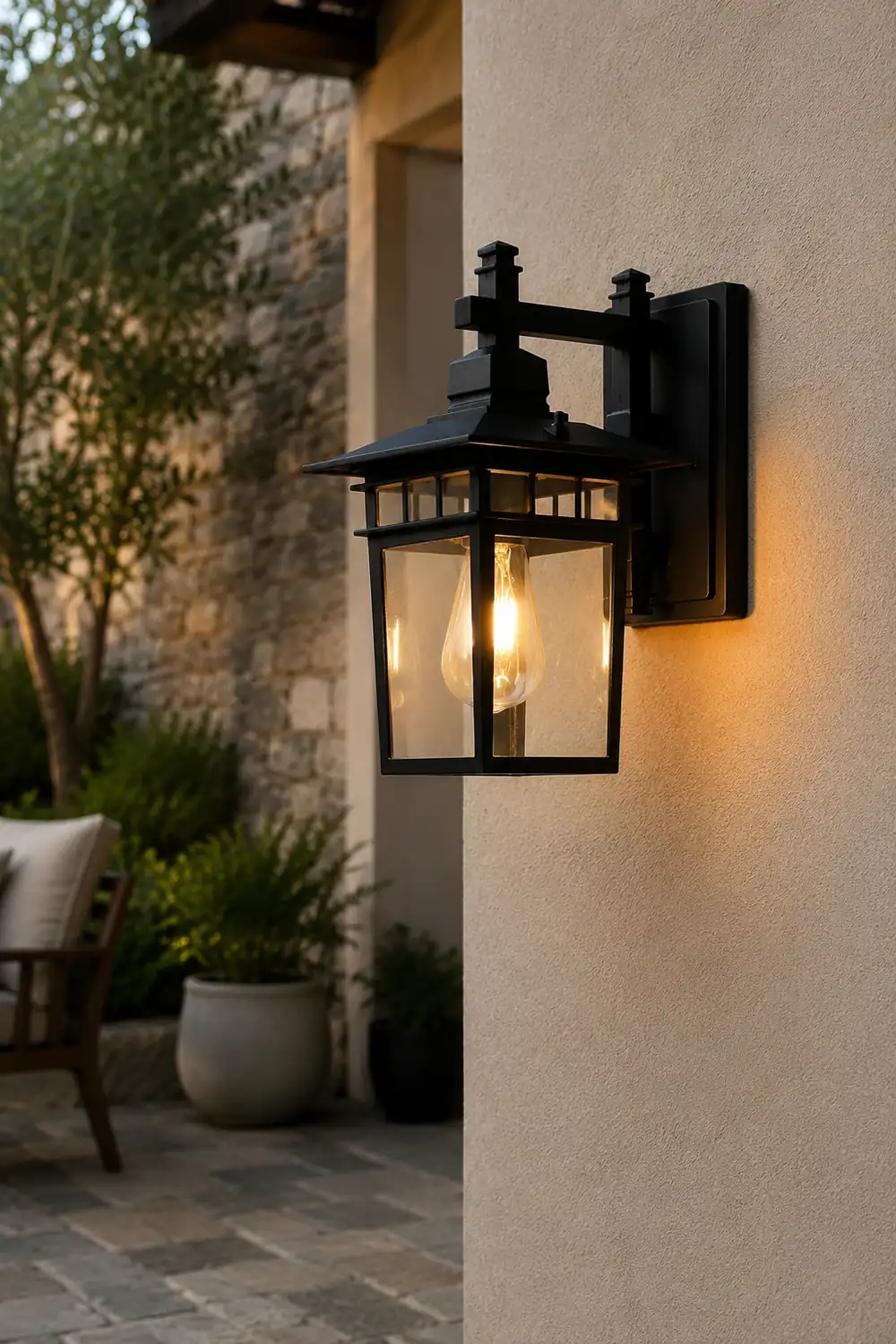 Pavilion Shaped Glass LED Waterproof Retro Outdoor Wall Lamp Wall Sconce Lighting without Bulb - Lumpaz