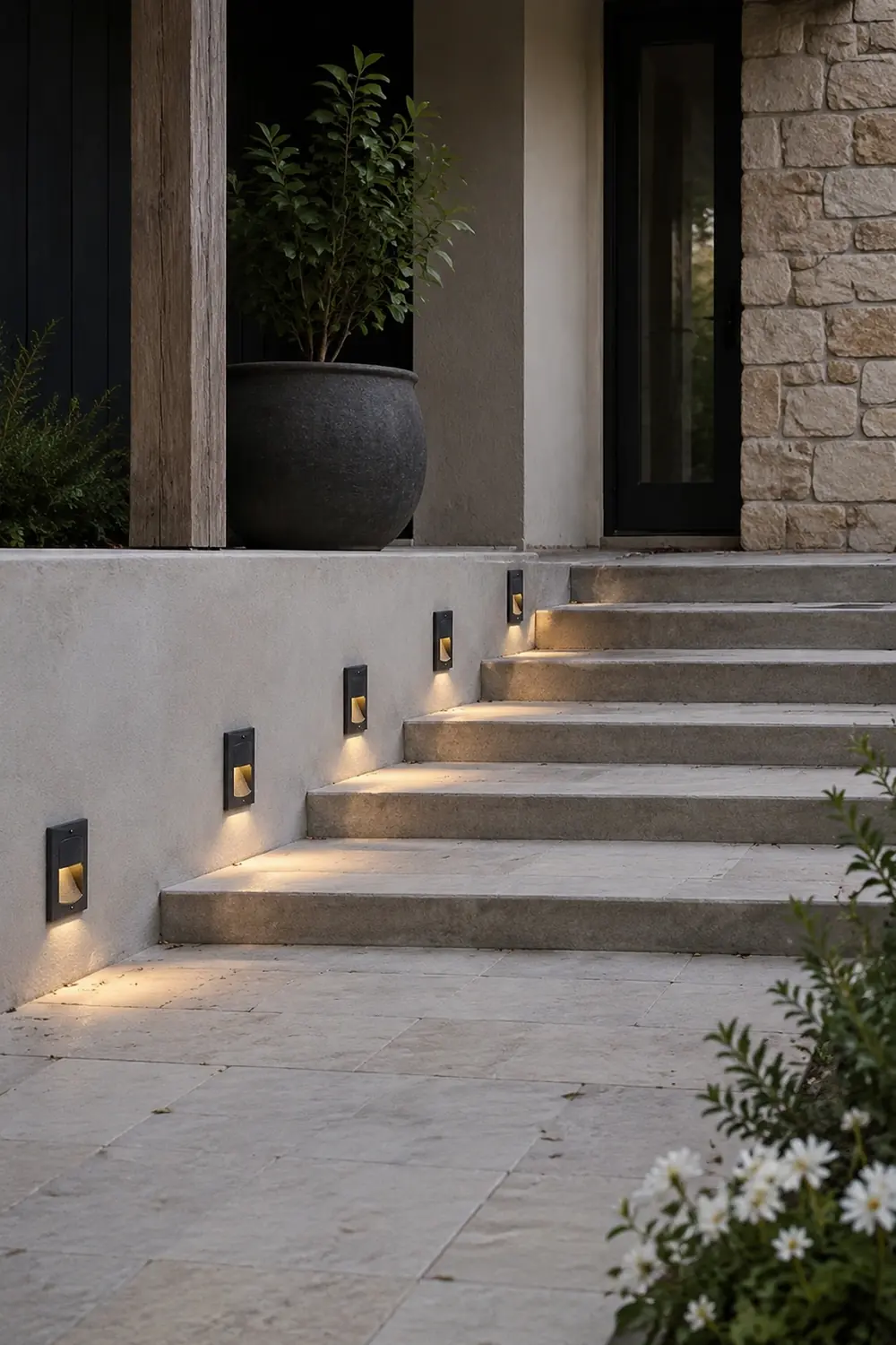 Rectangle Waterproof LED Black Modern Outdoor Step Lights Recessed Stair Sconces - Lumpaz