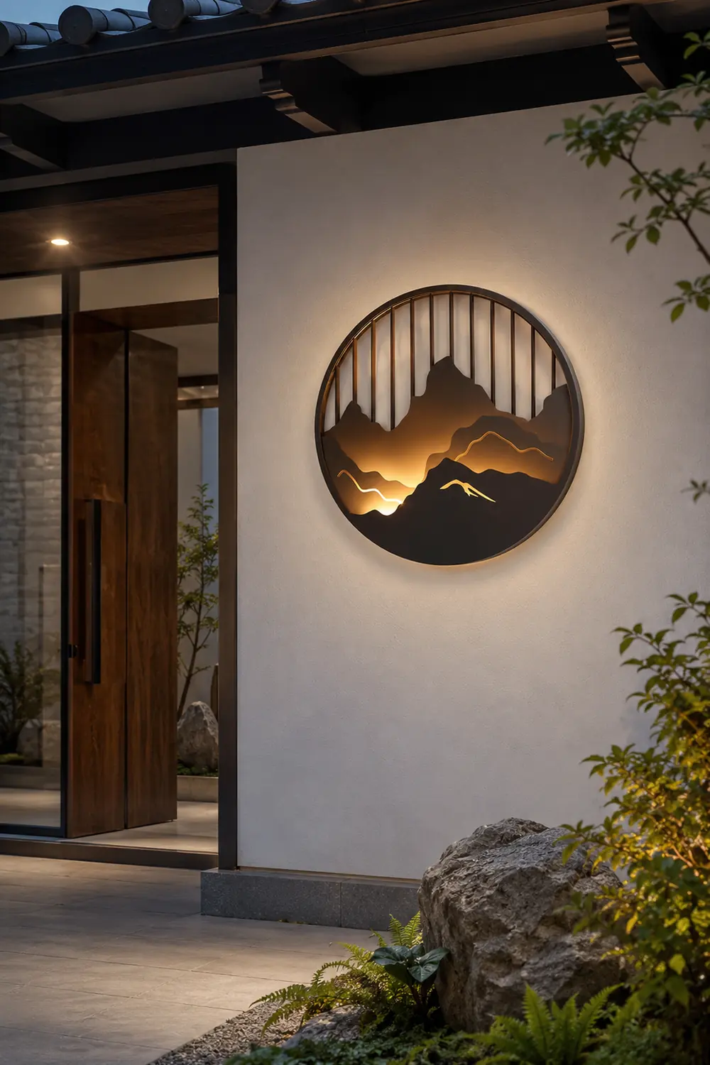 Round Mountain Scenery LED Waterproof Outdoor Wall Sconce Lighting - Lumpaz