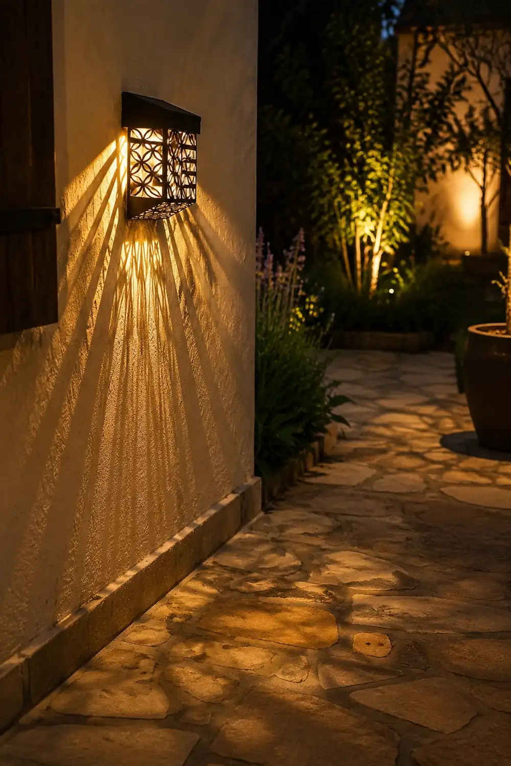 Solar Hollow Outdoor Wall Sconce Lighting Led Fence Wall Lamp Garden Lights - Lumpaz