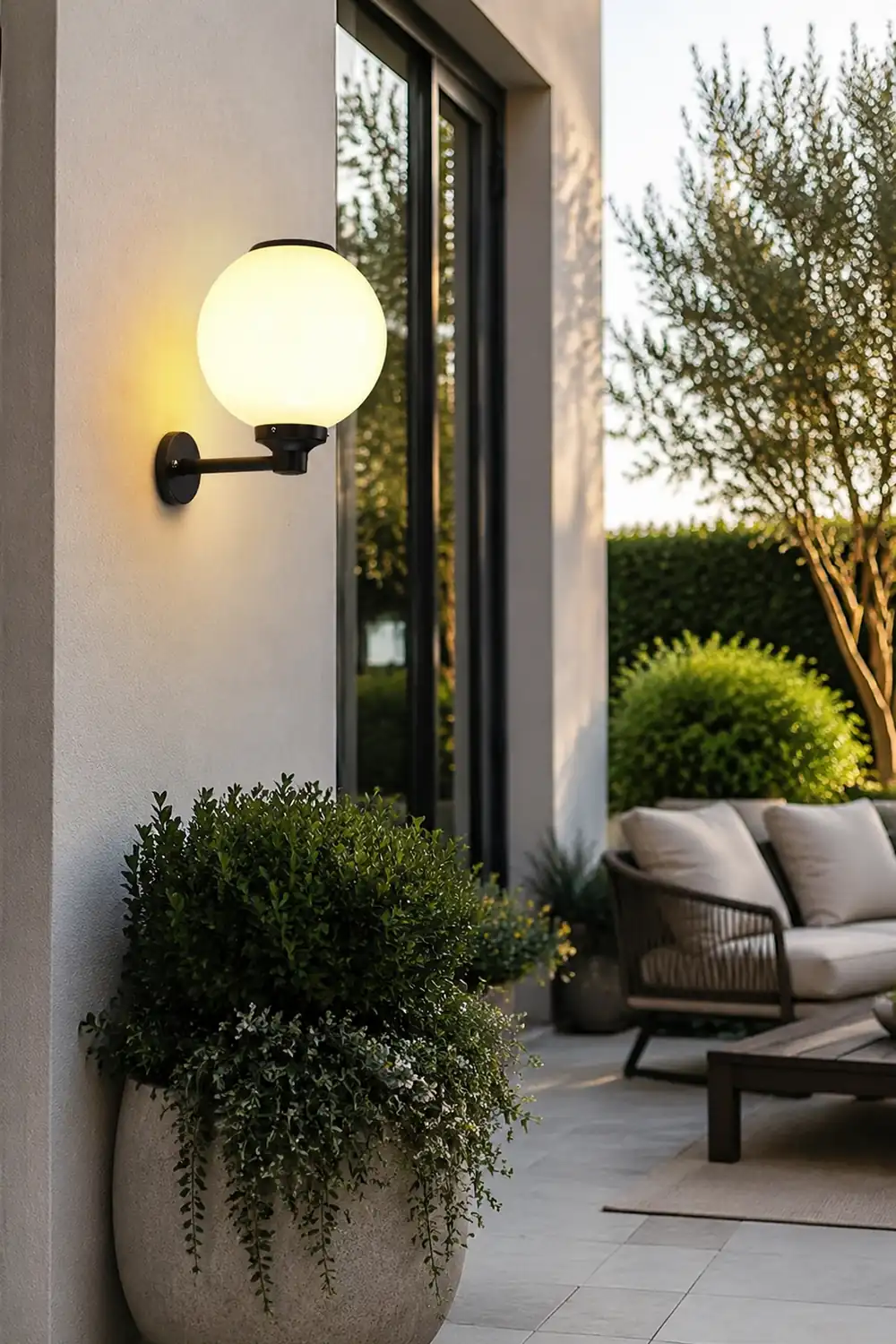 Round Three Step Dimming LED Modern Solar Wall Lights Outdoor Wall Lamp - Lumpaz