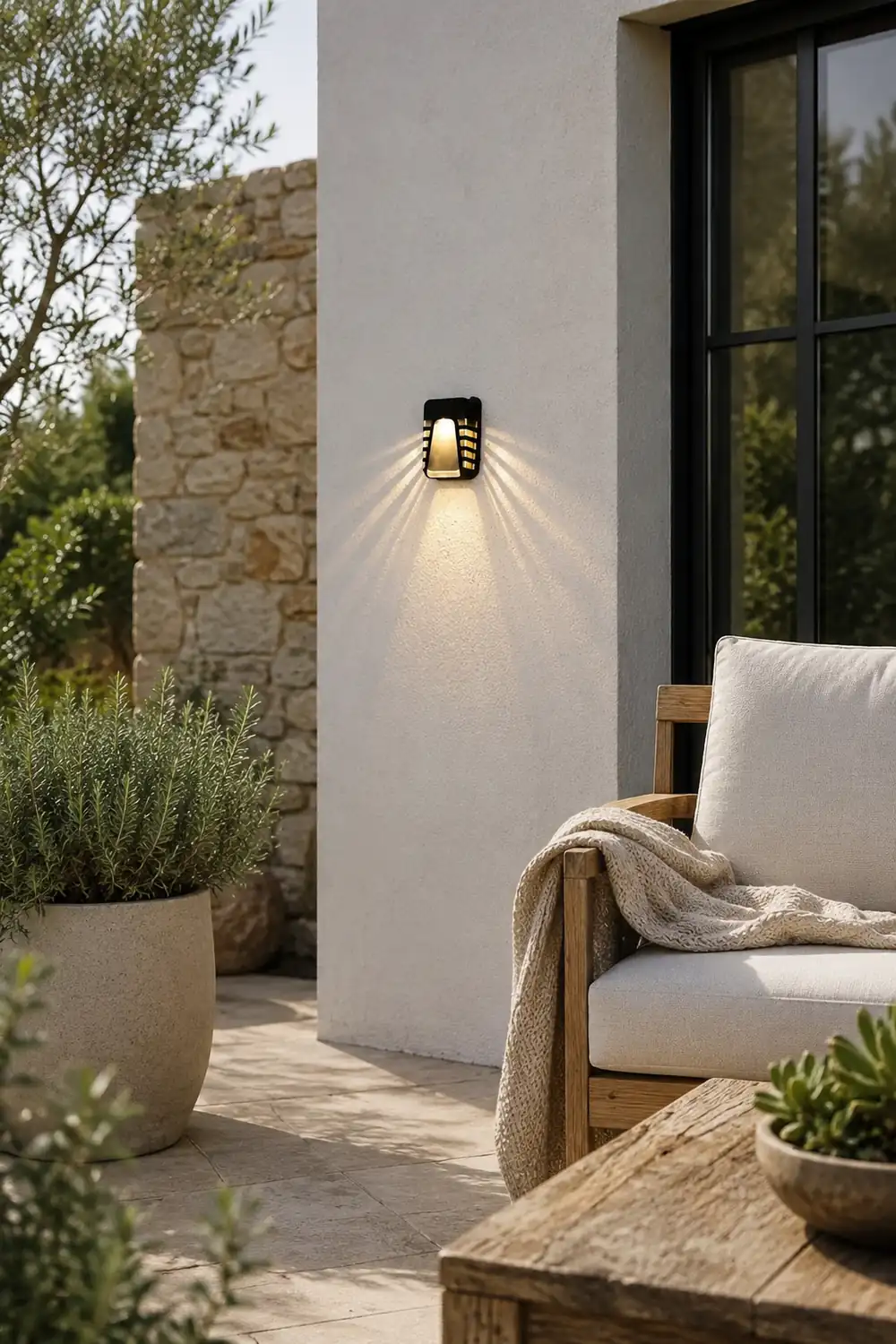 Waterproof Intelligent LED Black Modern Solar Outdoor Wall Lights - Lumpaz