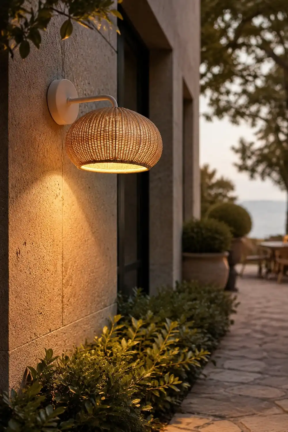 Lantern Shaped Waterproof Rattan Modern Outdoor Wall Lamp Chandelier - Lumpaz