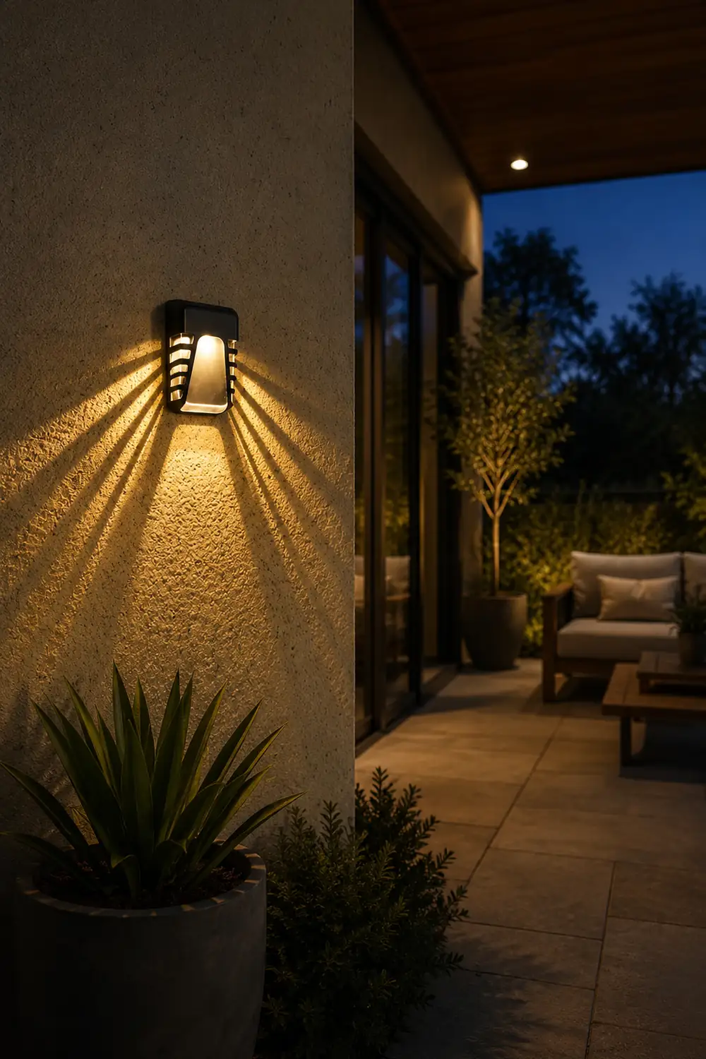 Waterproof Intelligent LED Black Modern Solar Outdoor Wall Lights - Lumpaz