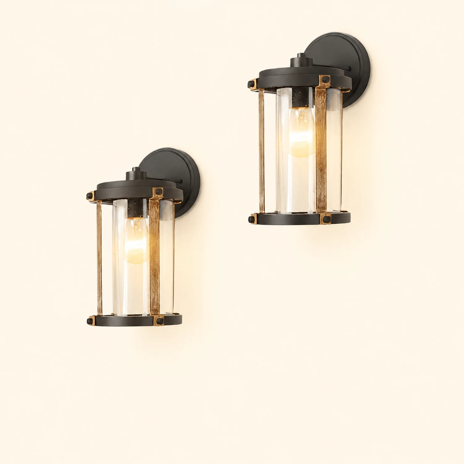Vintage Waterproof Glass Black Industrial Style Outdoor Wall Sconces Lighting - Lumpaz