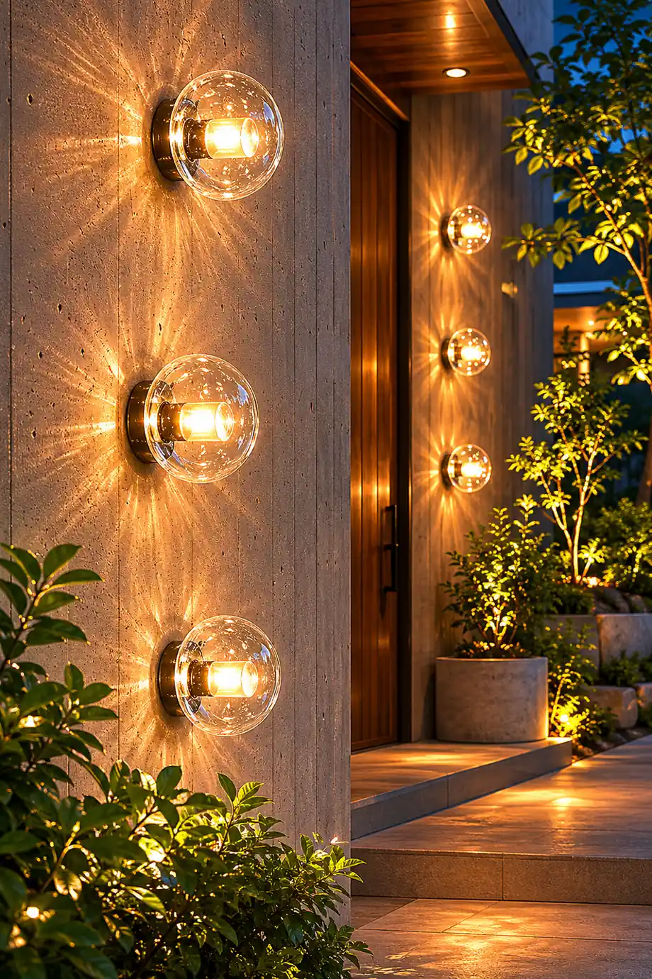 Round Bowl Glass LED Waterproof Transparent Rustic Outdoor Wall Lights - Lumpaz