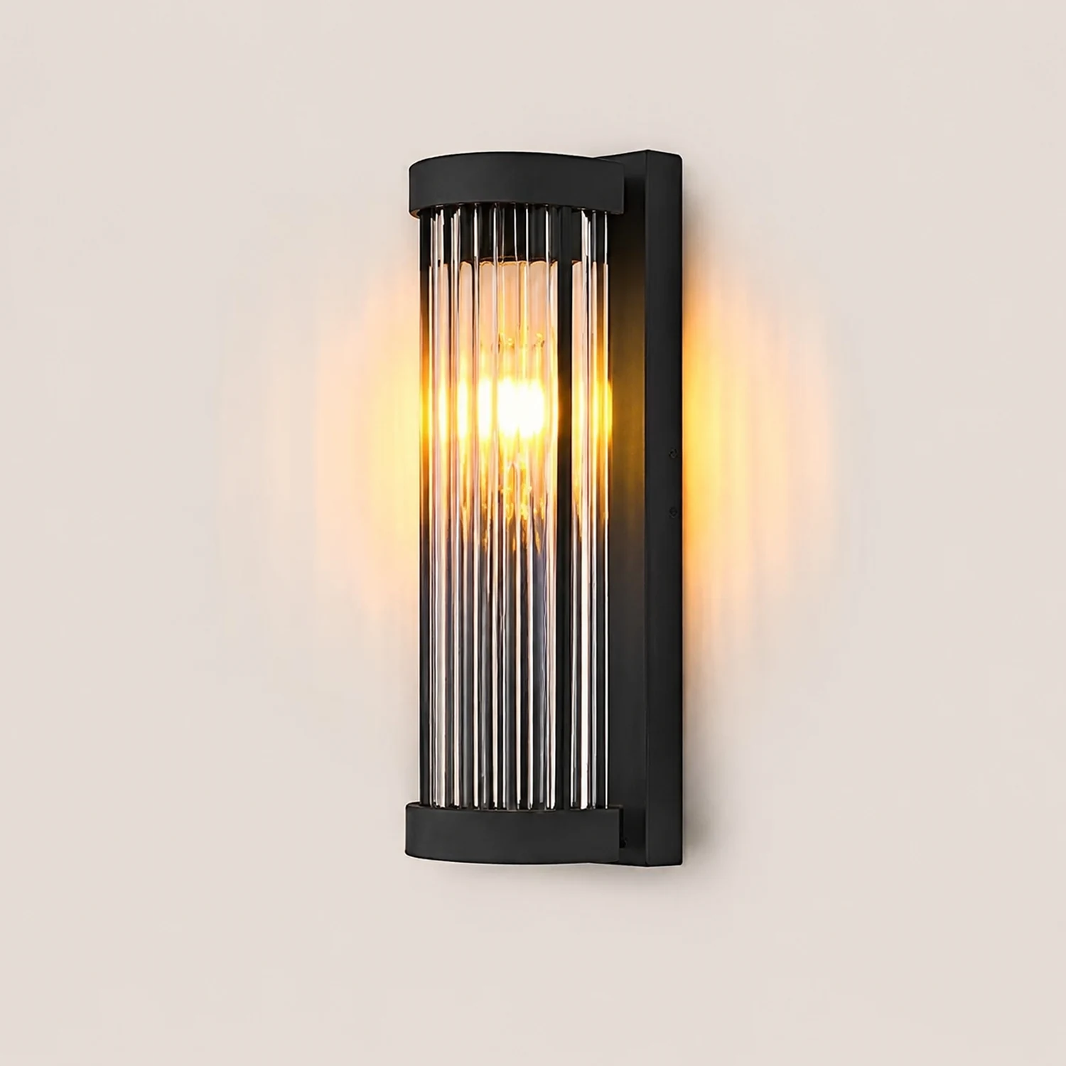 Creative Glass Waterproof LED Black Modern Solar Wall Lamp Exterior Lights - Lumpaz