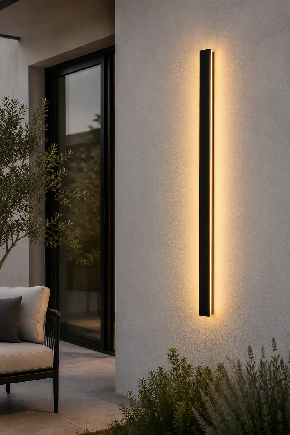 Waterproof Long Strip LED Wall Lamp Outdoor Wall Lights Black Porch Lights - Lumpaz