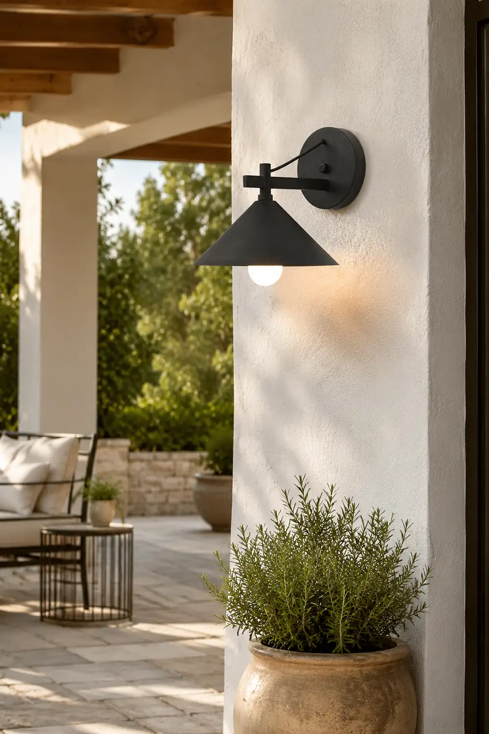 Conical Simple Waterproof Retro American-style Outdoor Wall Sconce Lighting - Lumpaz
