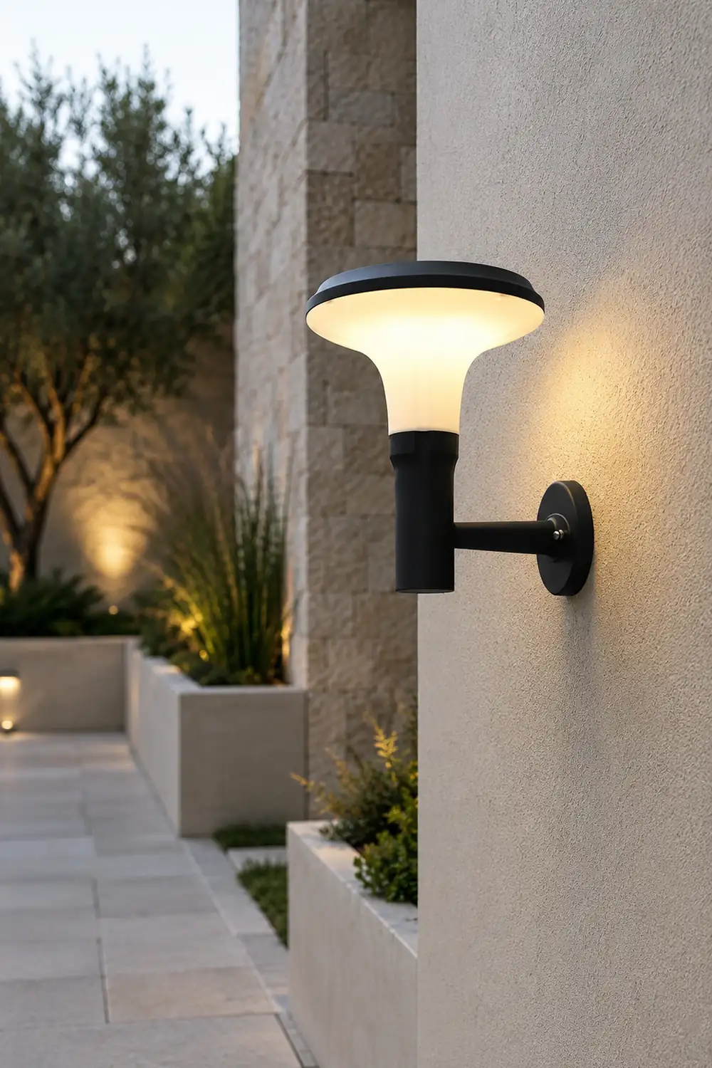 Round Flower LED Waterproof Black Modern Solar Wall Lamp Wall Sconces Lighting - Lumpaz