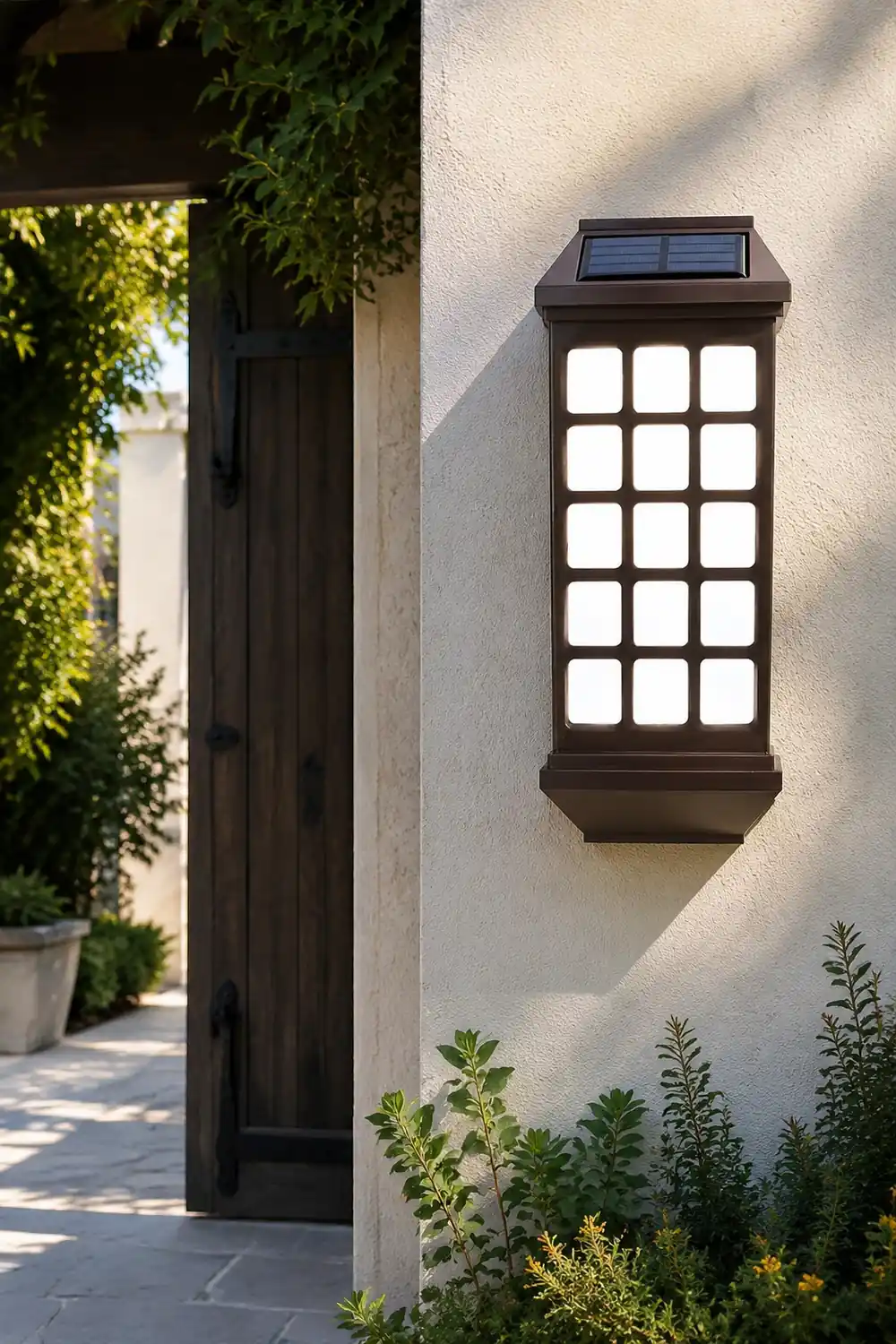 Solar LED Light-controlled Motion Sensor Modern Outdoor Wall Lamp - Lumpaz
