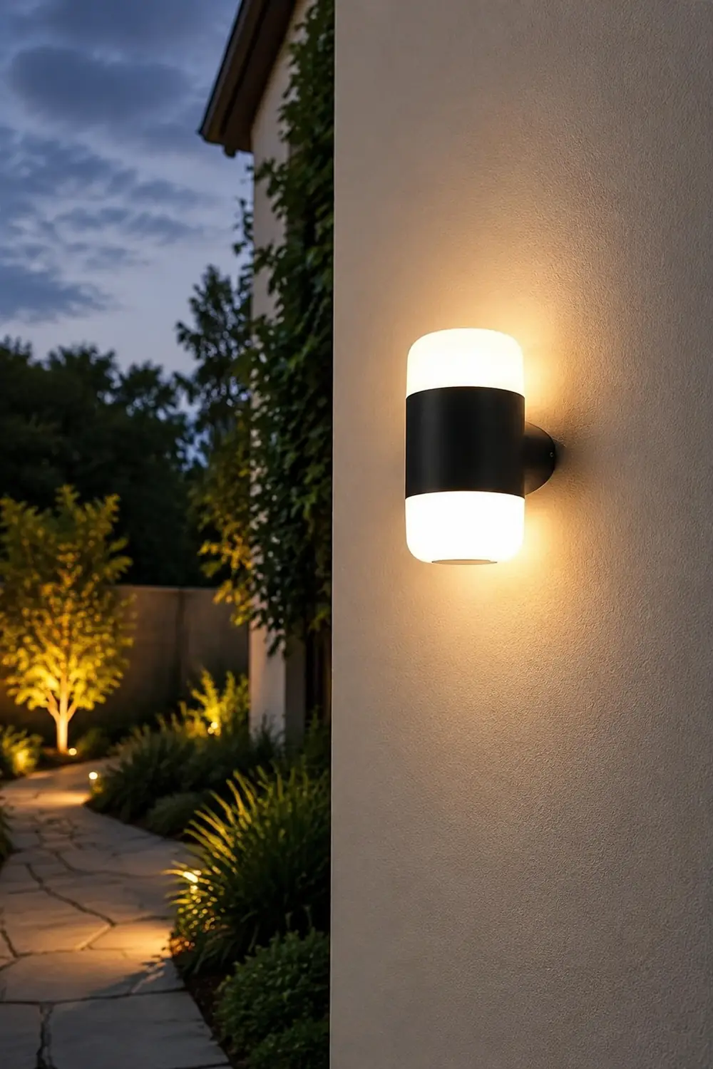 Round Up and Down Light LED Waterproof Black Modern Outdoor Wall Lamp - Lumpaz