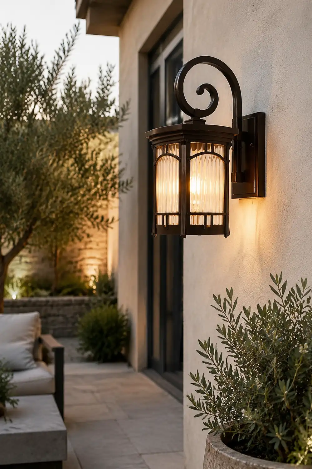 Vintage Striped Glass Shade Waterproof Modern Outdoor Wall Lights - Lumpaz