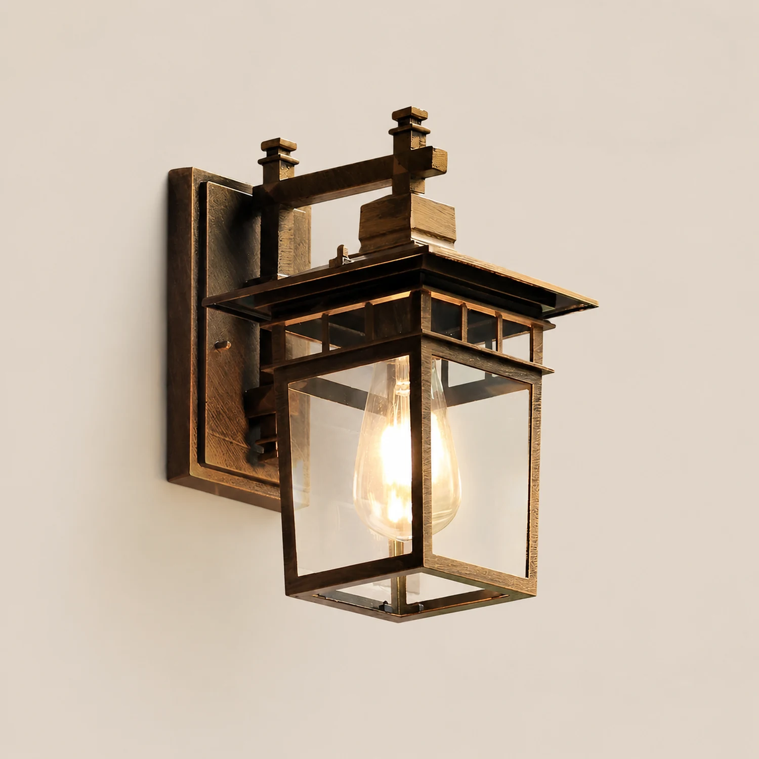 Pavilion Shaped Glass LED Waterproof Retro Outdoor Wall Lamp Wall Sconce Lighting without Bulb - Lumpaz