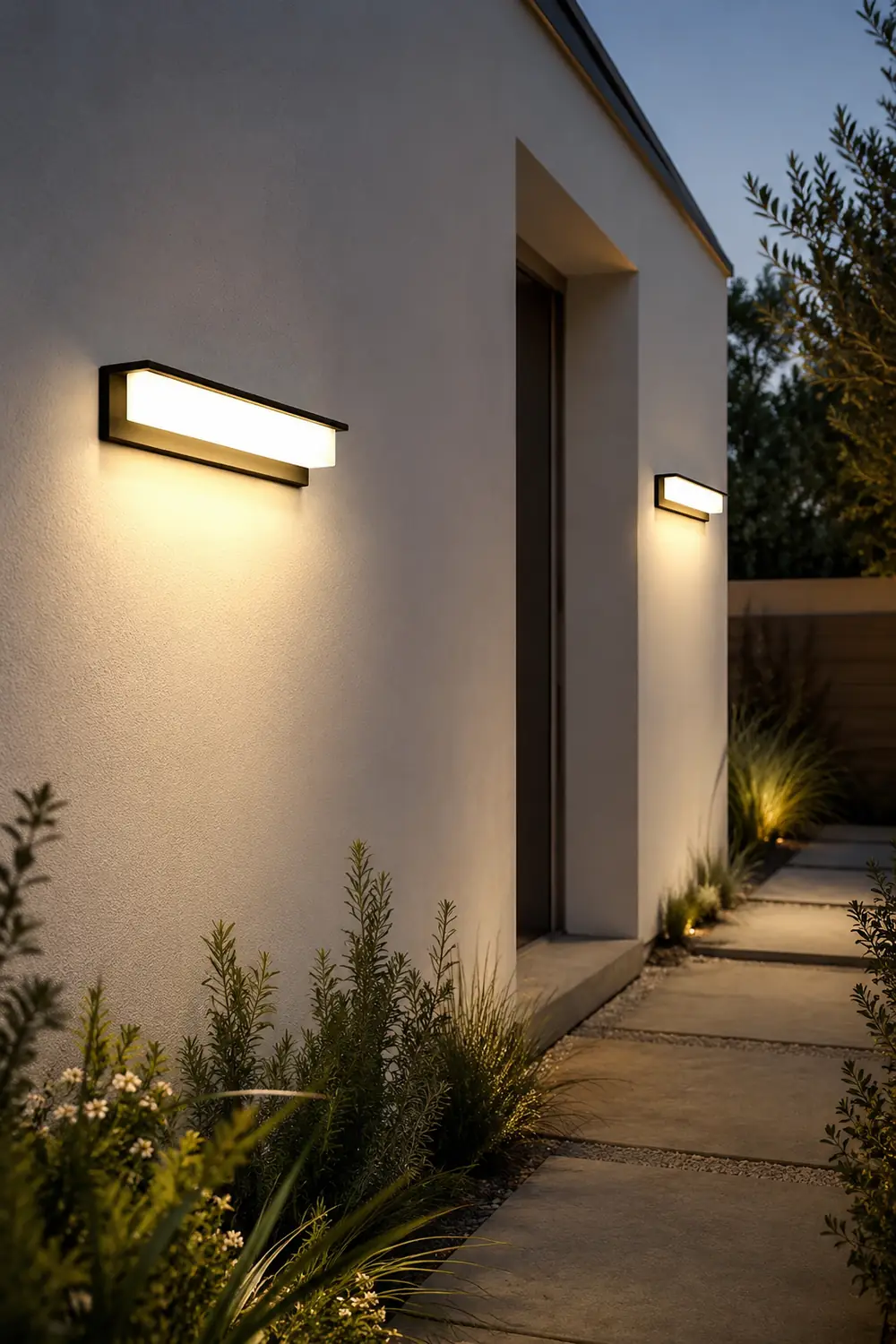 Minimalist Rectangular Waterproof LED Modern Solar Wall Lamp Exterior Lights - Lumpaz