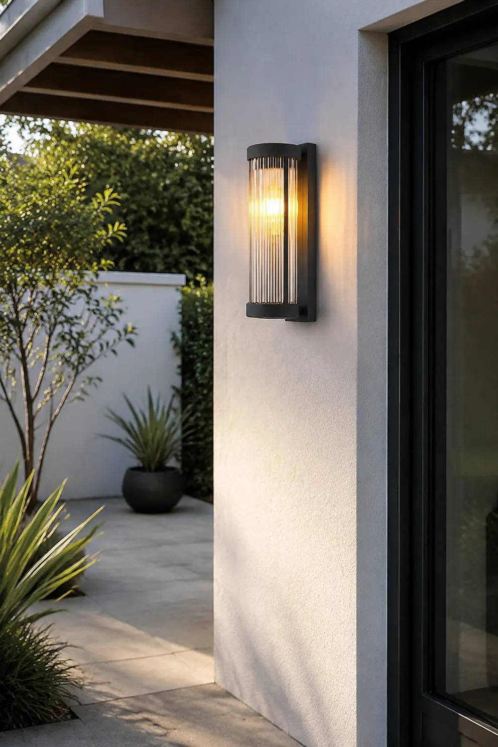 Creative Glass Waterproof LED Black Modern Solar Wall Lamp Exterior Lights - Lumpaz