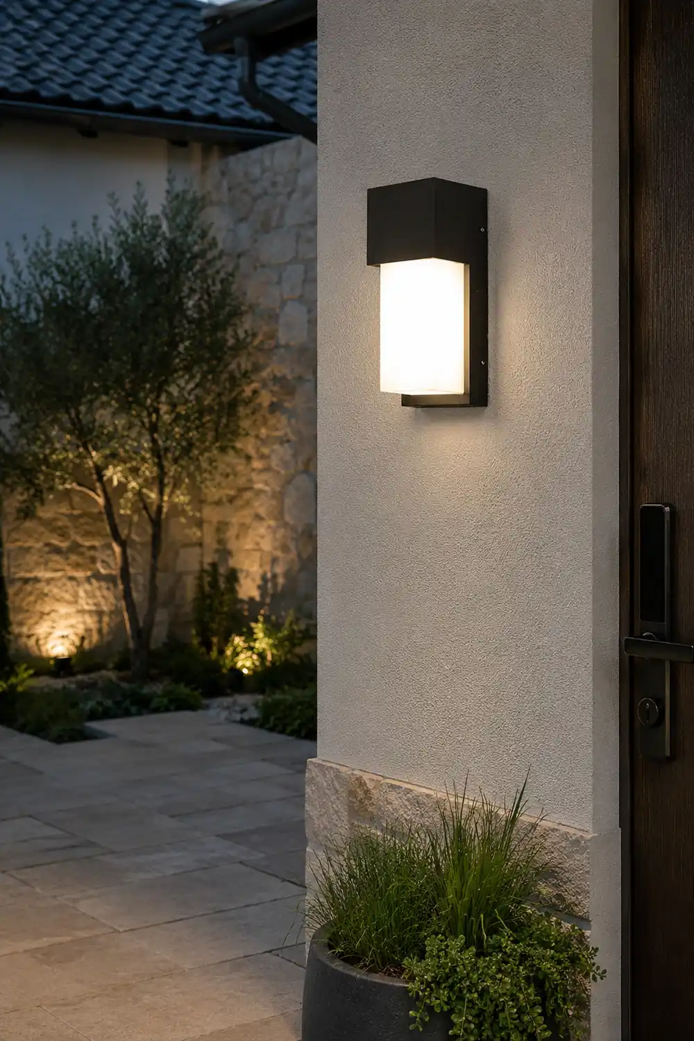 Rectangular Waterproof LED 10W Black Modern Outdoor Wall Light Fixture - Lumpaz