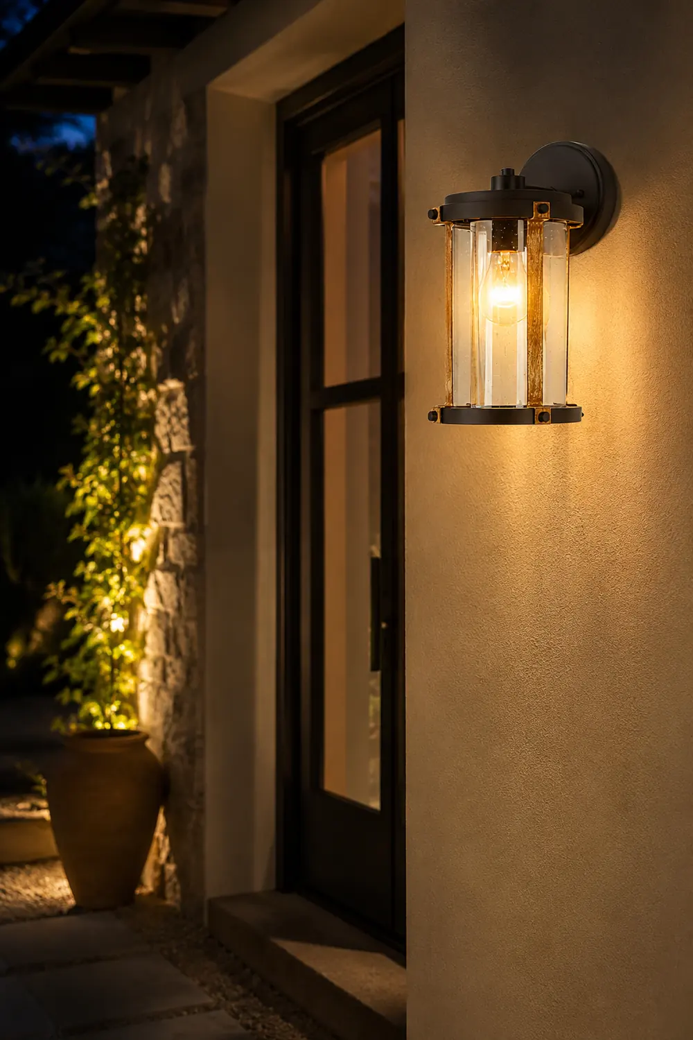 Vintage Waterproof Glass Black Industrial Style Outdoor Wall Sconces Lighting - Lumpaz