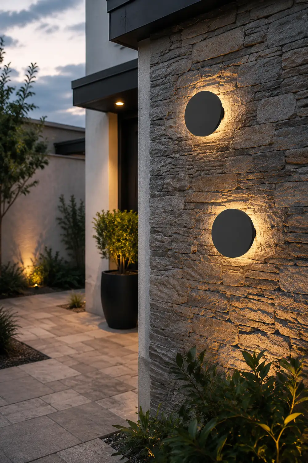 Flat Square Round LED Waterproof Black Modern Outdoor Wall Lights Wall Lamp - Lumpaz