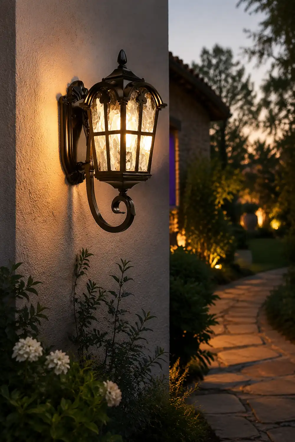 Vintage Glass Waterproof Black European-style Outdoor Wall Lamp Exterior Lights - Lumpaz