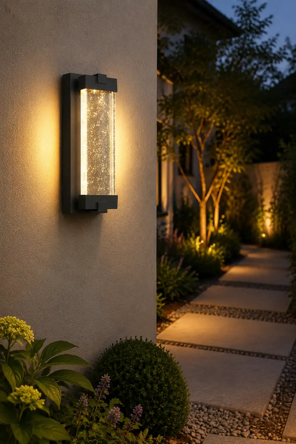 Rectangular Bubbles Crystal Waterproof COB Black Outdoor Wall Lights - Lumpaz