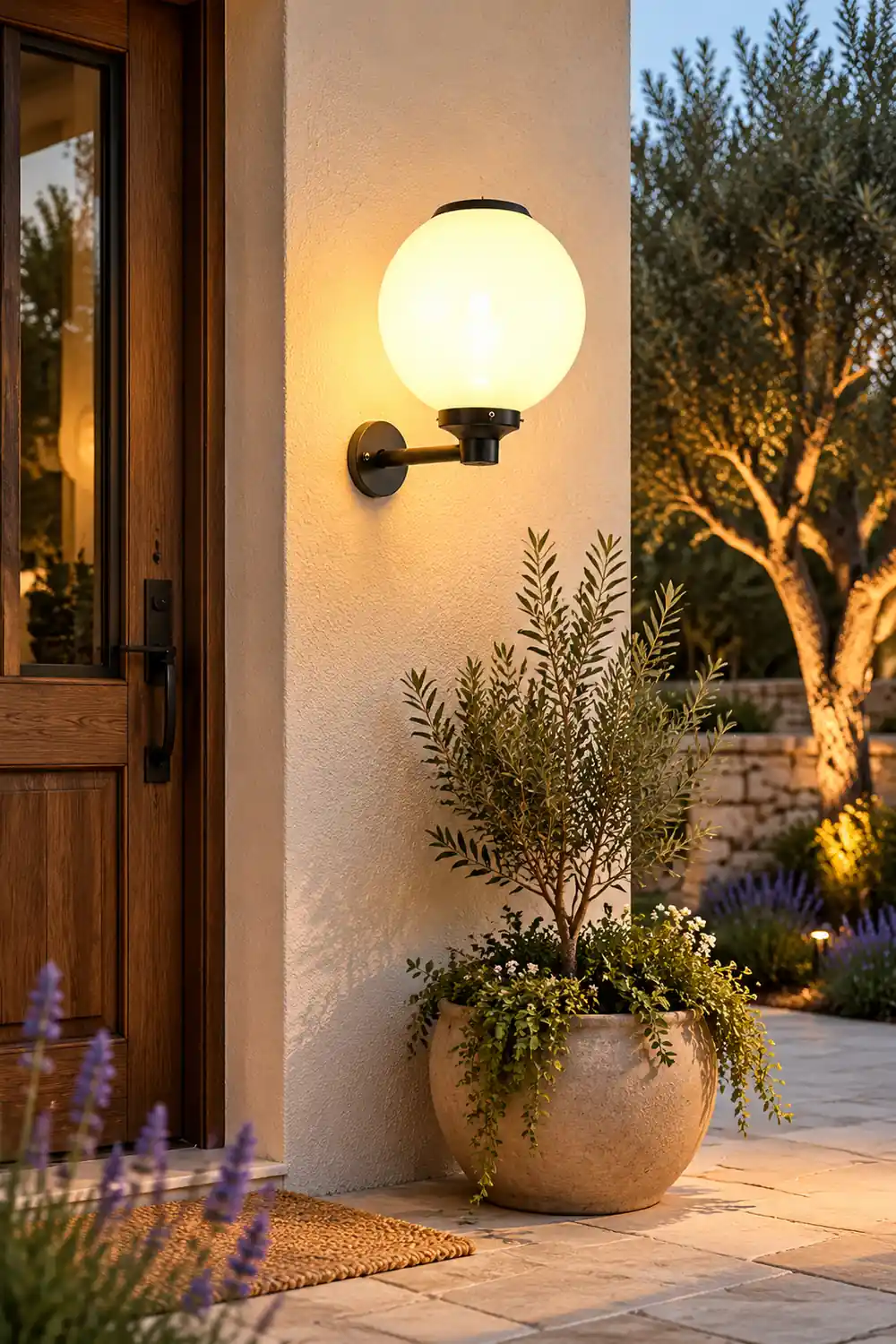 Round Three Step Dimming LED Modern Solar Wall Lights Outdoor Wall Lamp - Lumpaz