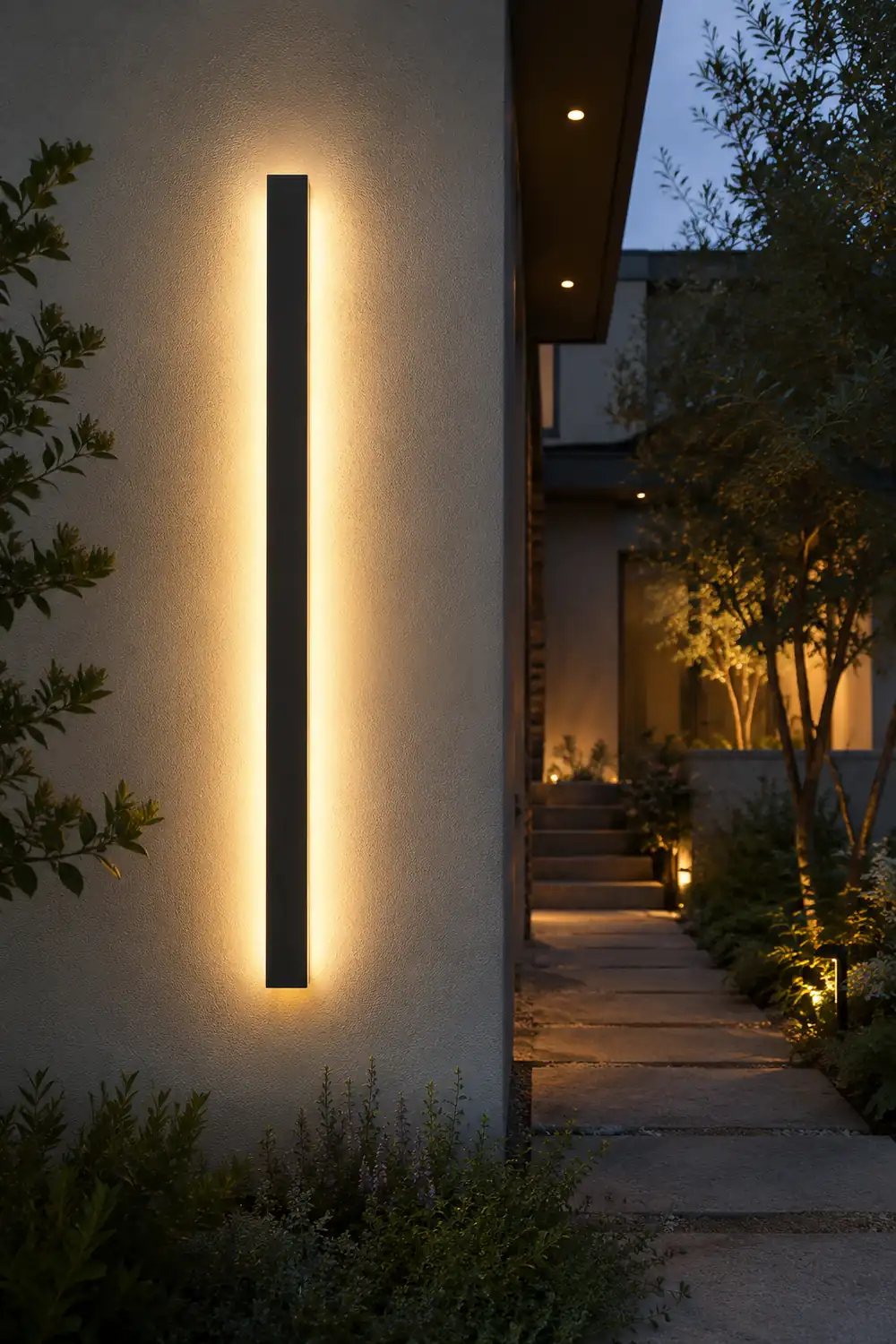 Waterproof Long Strip LED Wall Lamp Outdoor Wall Lights Black Porch Lights - Lumpaz