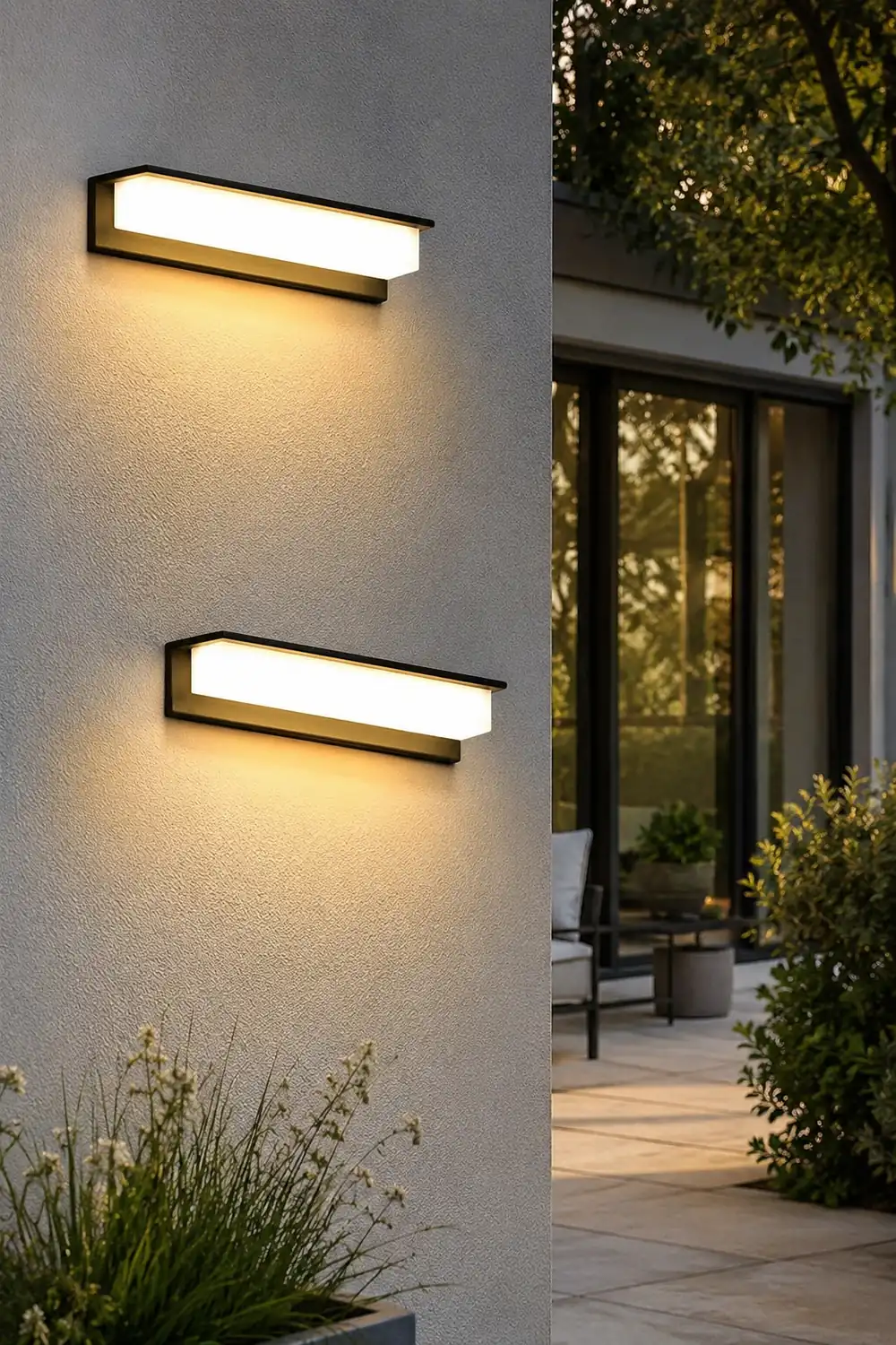 Minimalist Rectangular Waterproof LED Modern Solar Wall Lamp Exterior Lights - Lumpaz