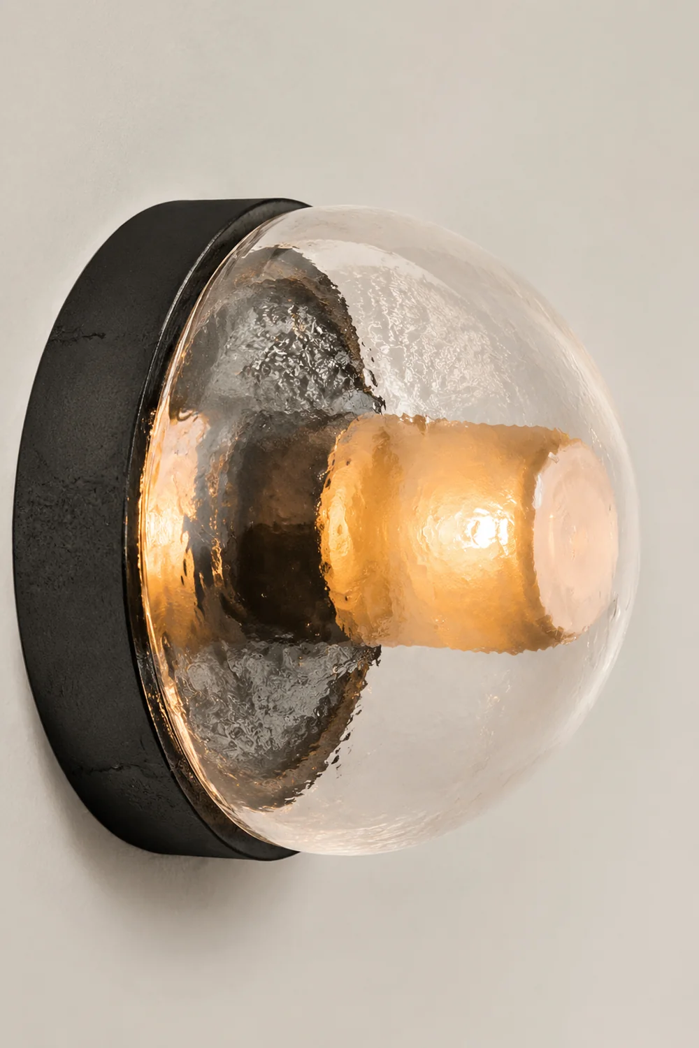 Round Bowl Glass LED Waterproof Transparent Rustic Outdoor Wall Lights - Lumpaz
