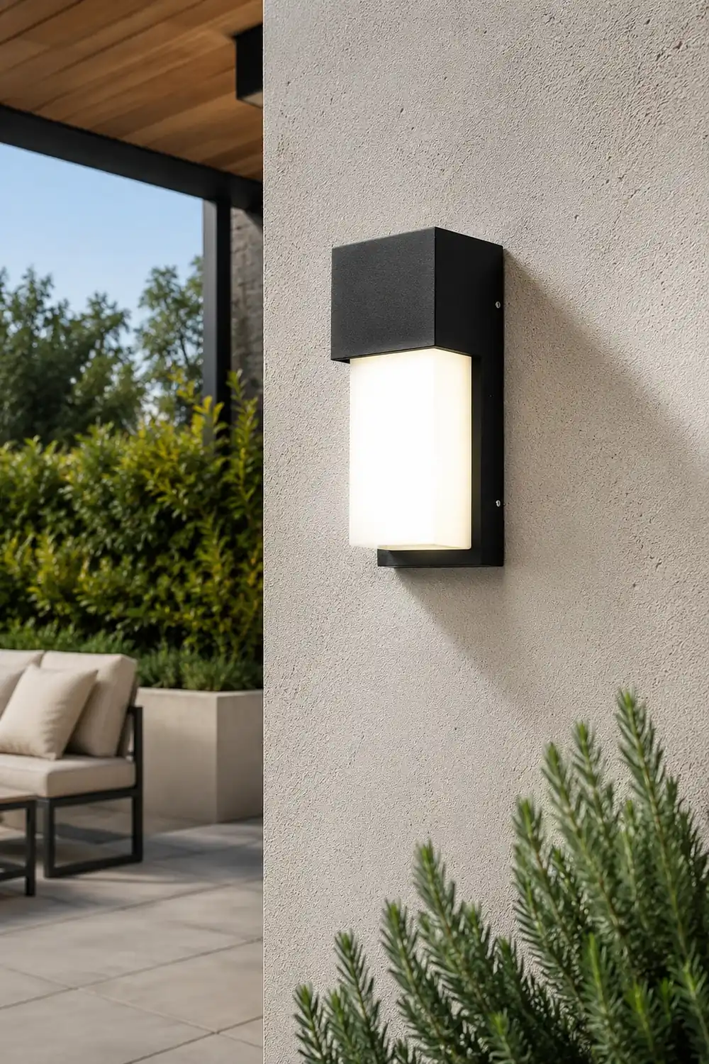 Rectangular Waterproof LED 10W Black Modern Outdoor Wall Light Fixture - Lumpaz