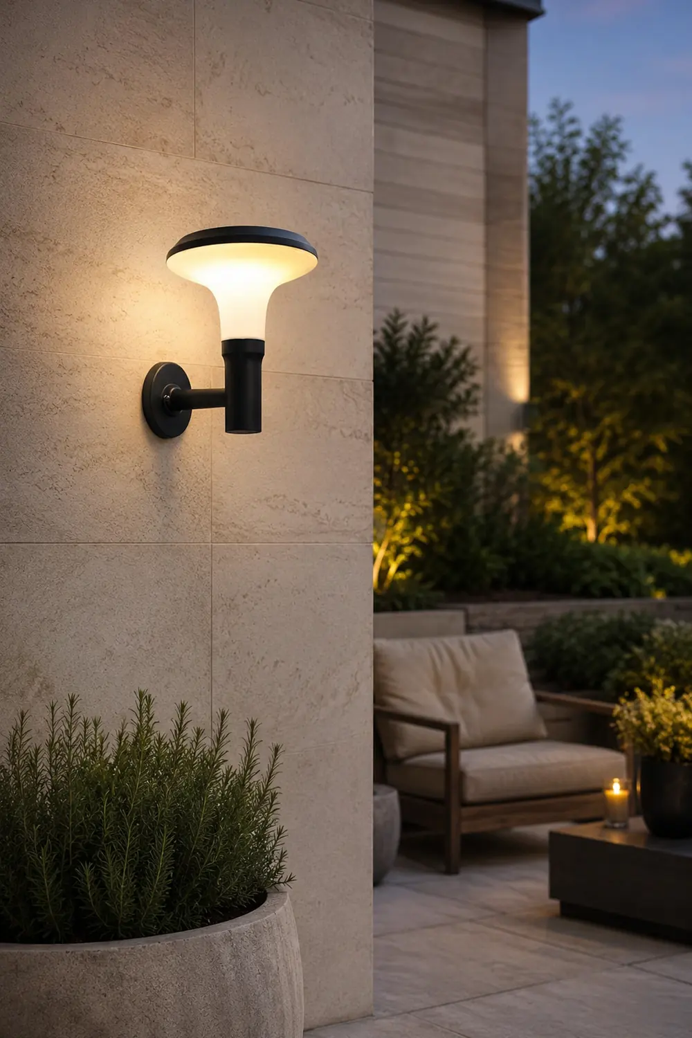 Round Flower LED Waterproof Black Modern Solar Wall Lamp Wall Sconces Lighting - Lumpaz