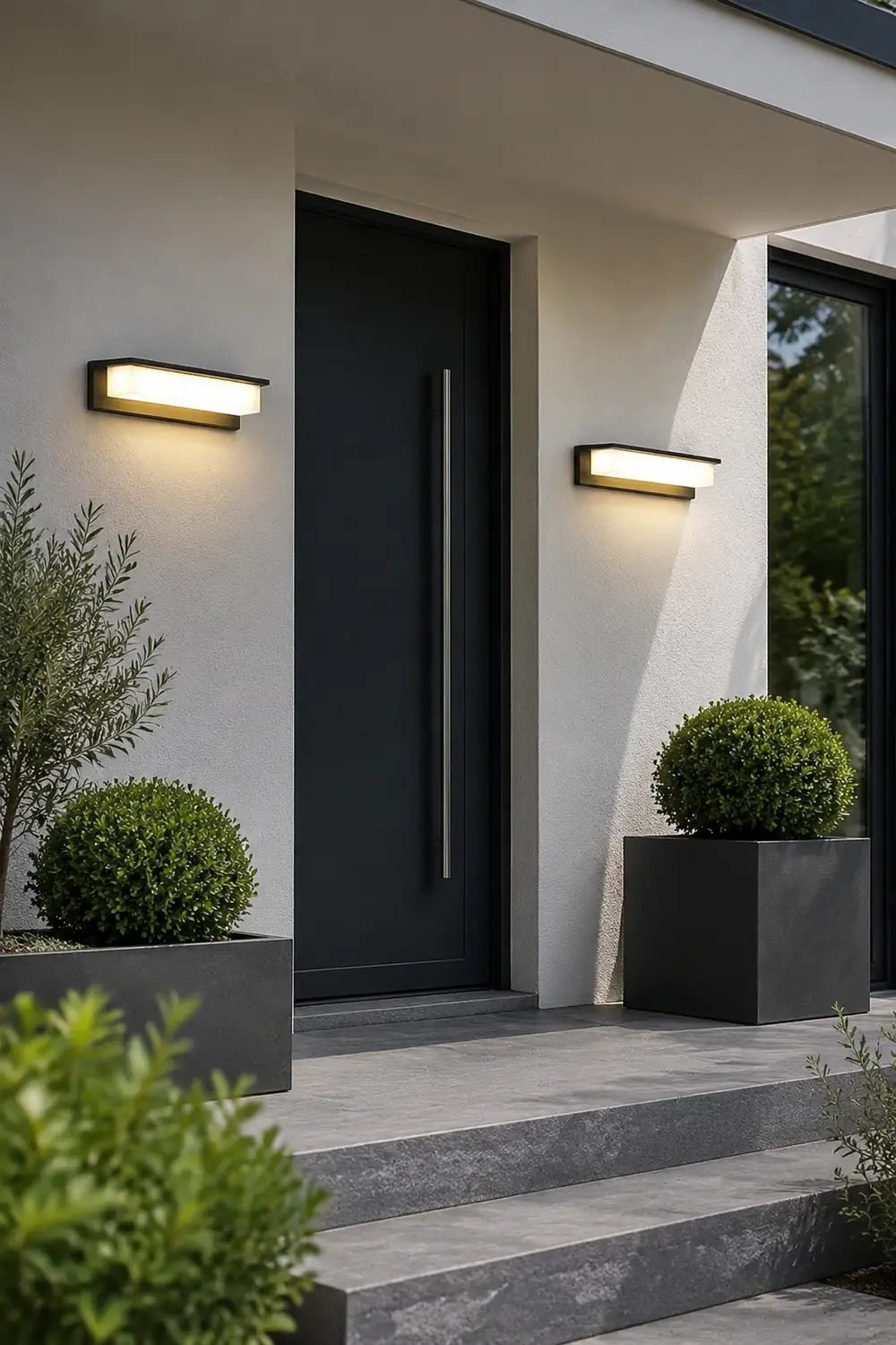 Minimalist Rectangular Waterproof LED Modern Solar Wall Lamp Exterior Lights - Lumpaz