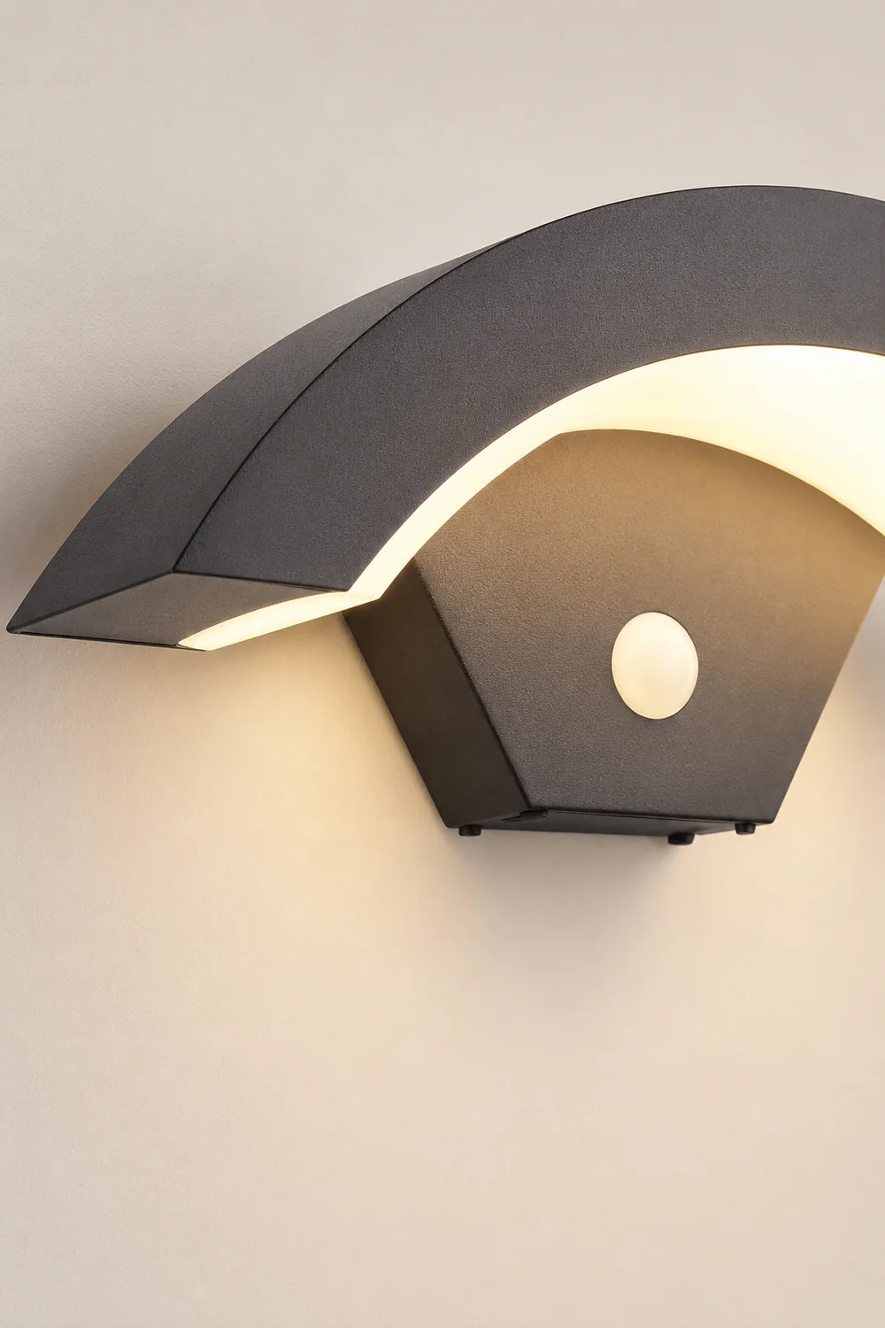 Creative Moon Curved Wall Sconce Motion Sensor Waterproof LED Wall Lamp Outdoor Indoor - Lumpaz